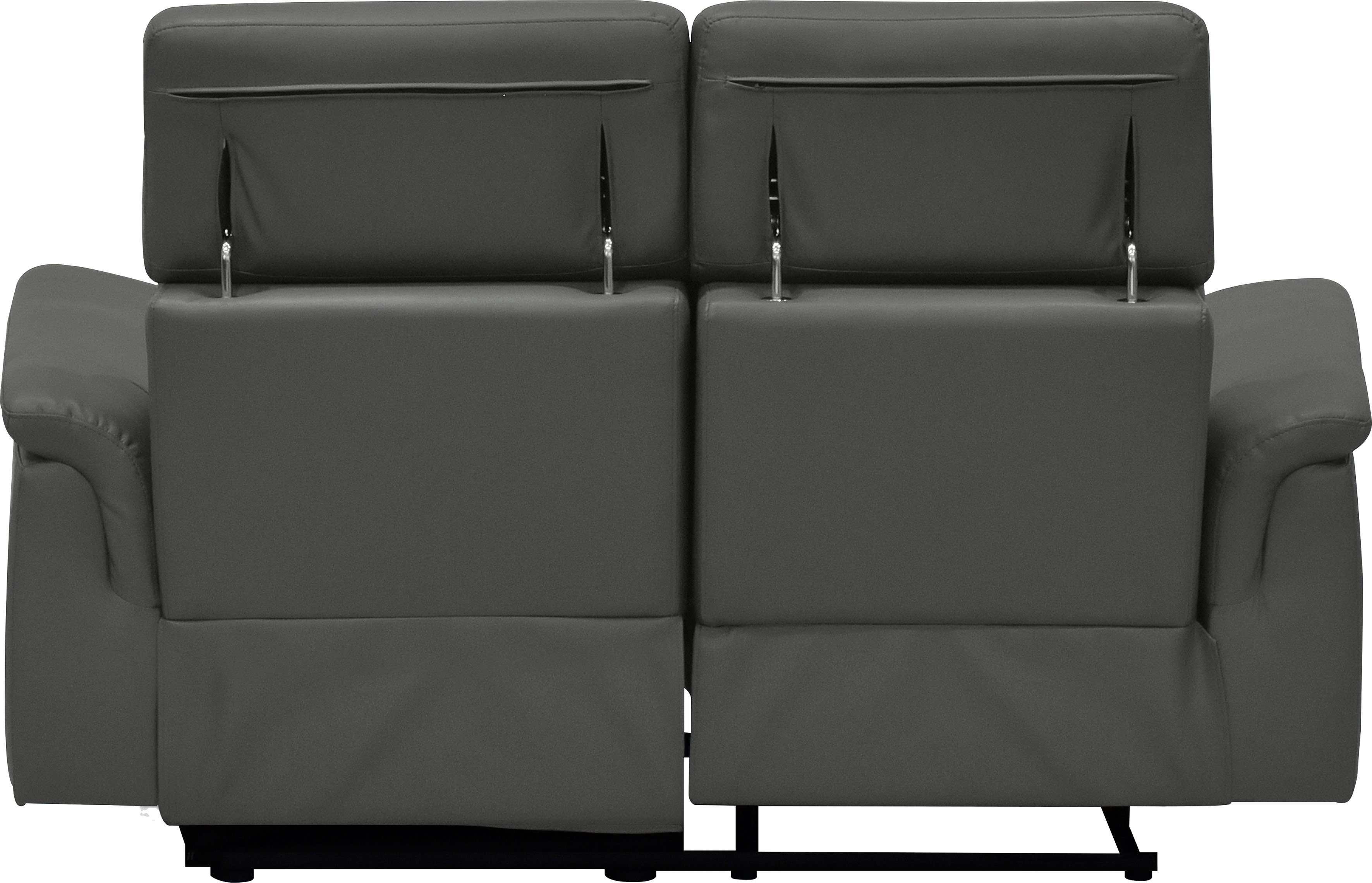 Places of Style 2-zitsbank Pareli 172 cm, handmatige en elektrische relaxfunctie USB, hoofdsteunverstelling, LED, in echt leer, kunstleer, web