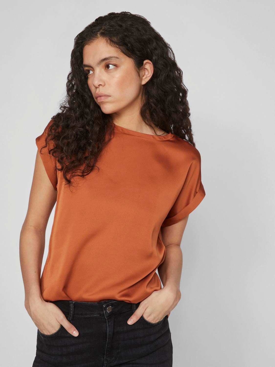 Vila Shirt met korte mouwen VIELLETTE S/S SATIN TOP - NOOS