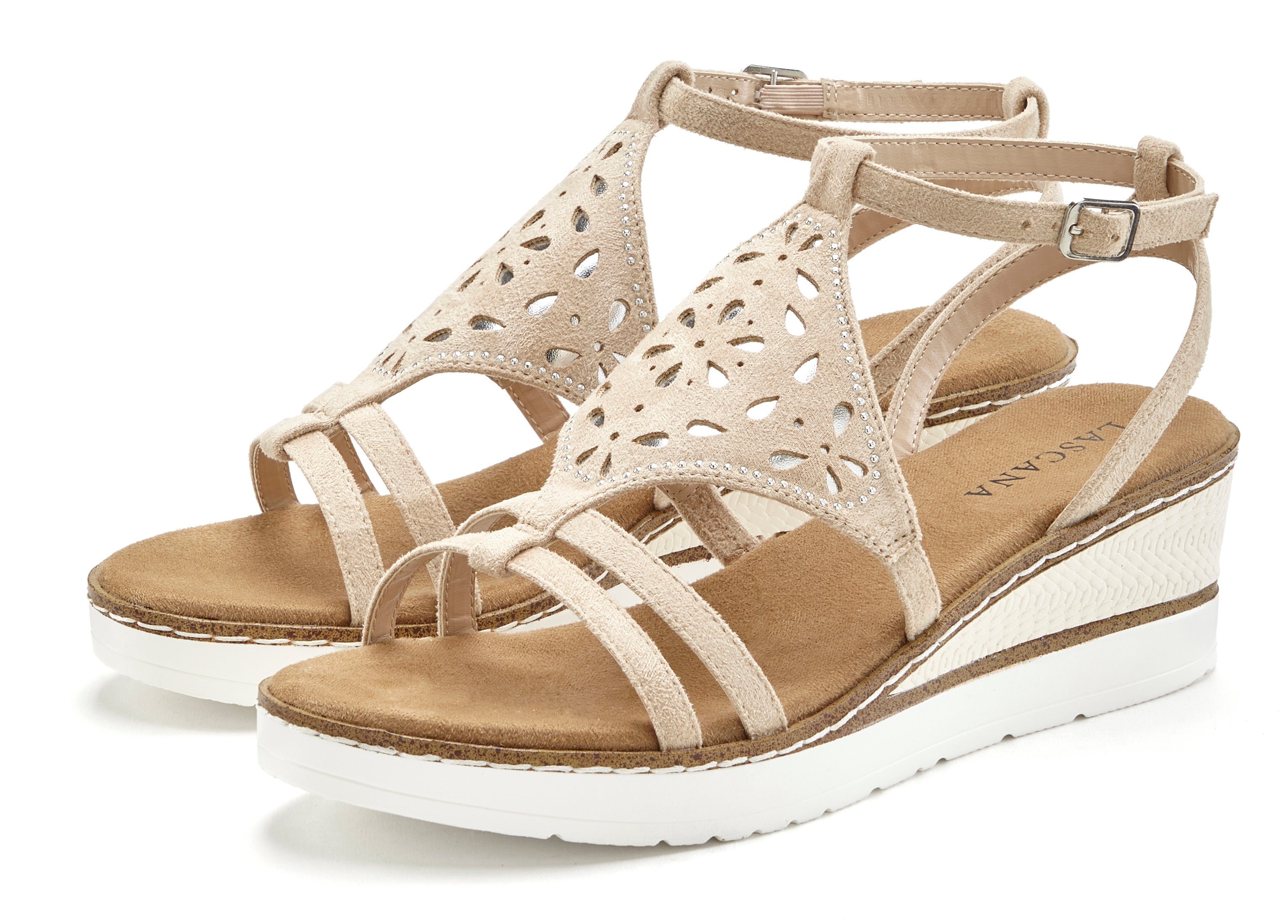 Lascana Sandaaltjes Zomerschoen Sandalette, zomerschoen met sleehak en gepolsterde binnenzool VEGAN
