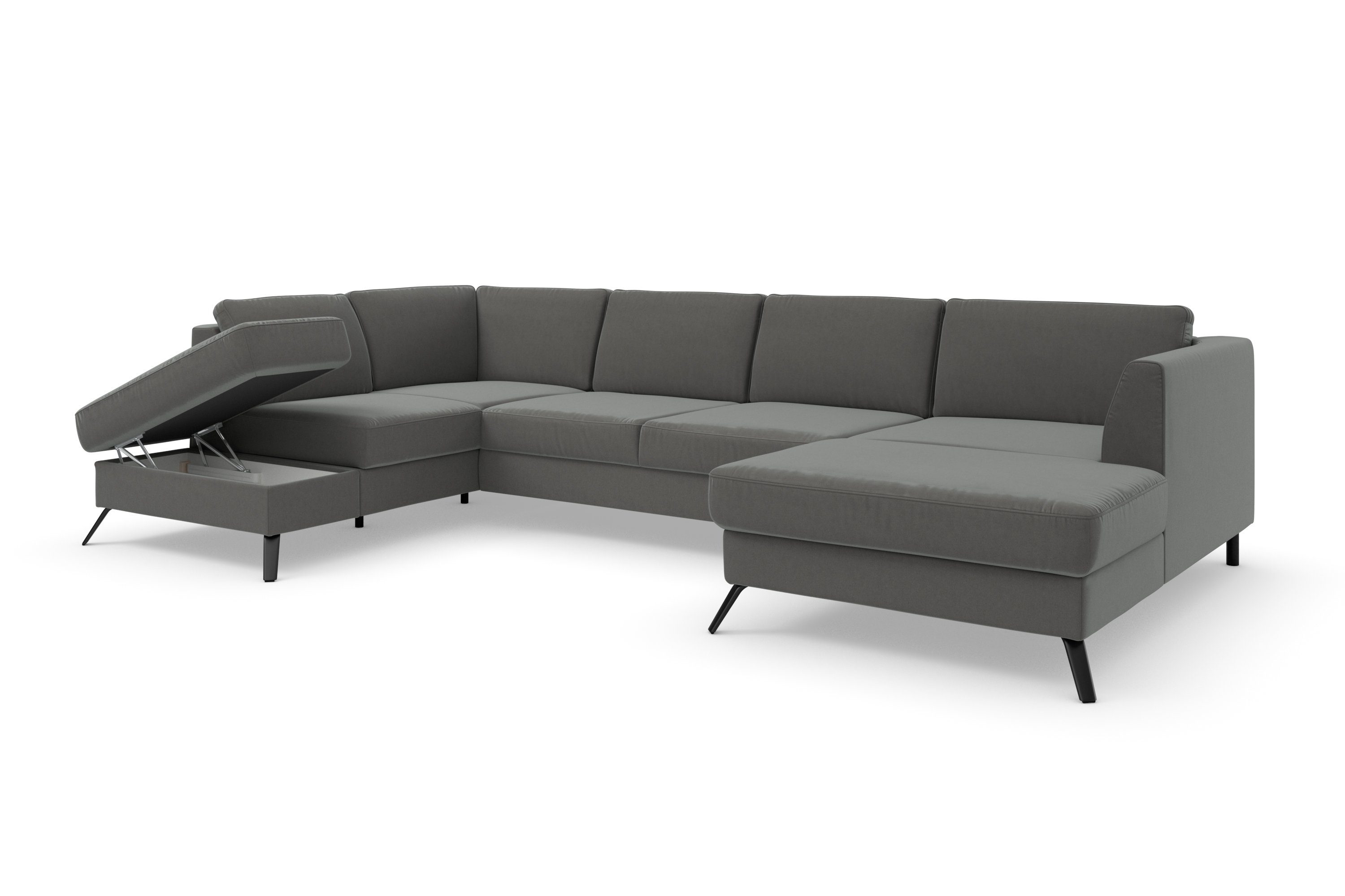 sit&more Zithoek Olsen U-vorm inclusief zitdiepteverstelling, naar keuze met slaapfunctie, 15 cm hoog