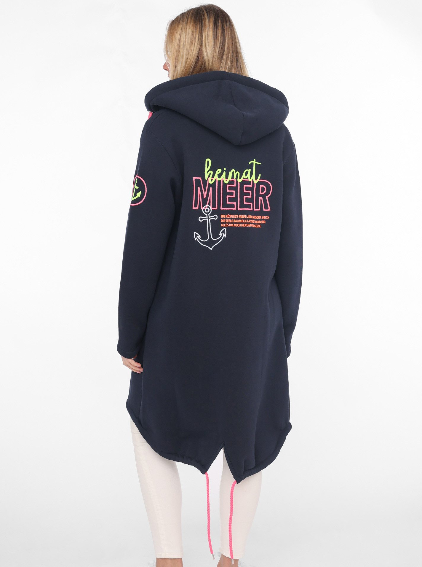 Zwillingsherz Capuchonsweatvest met capuchon, rugprint en kleinere frontprints