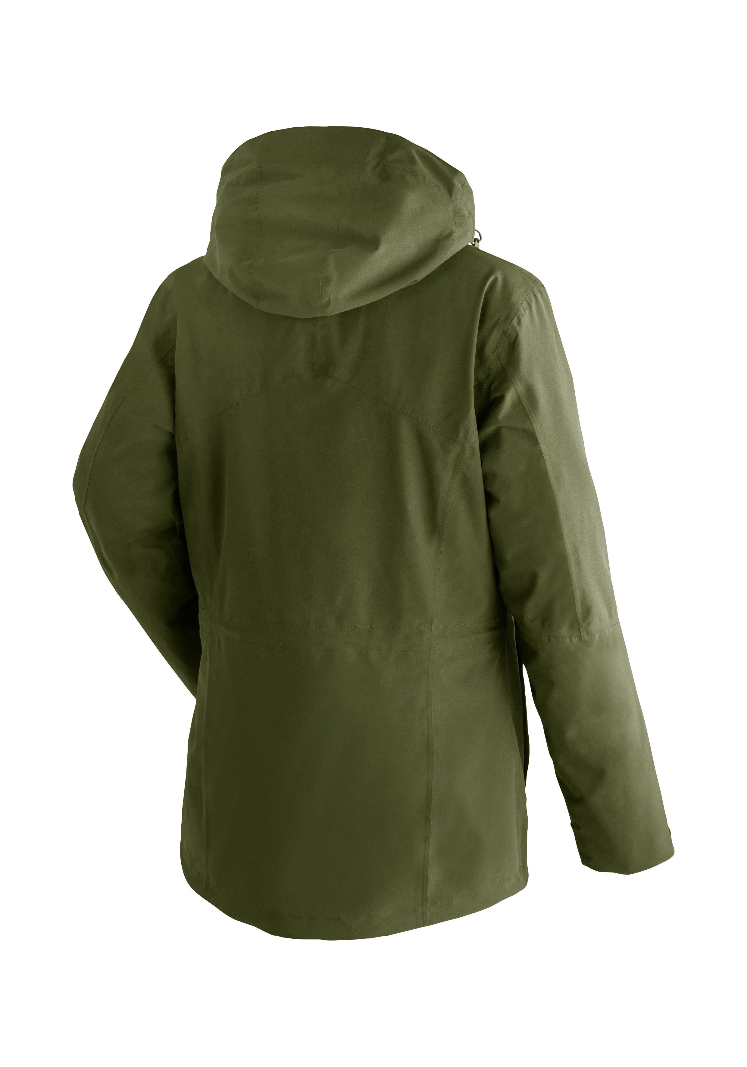 Maier Sports Outdoorjack Ribut Long W Dames wandeljas, ademend en waterdicht, regenjas met capuchon