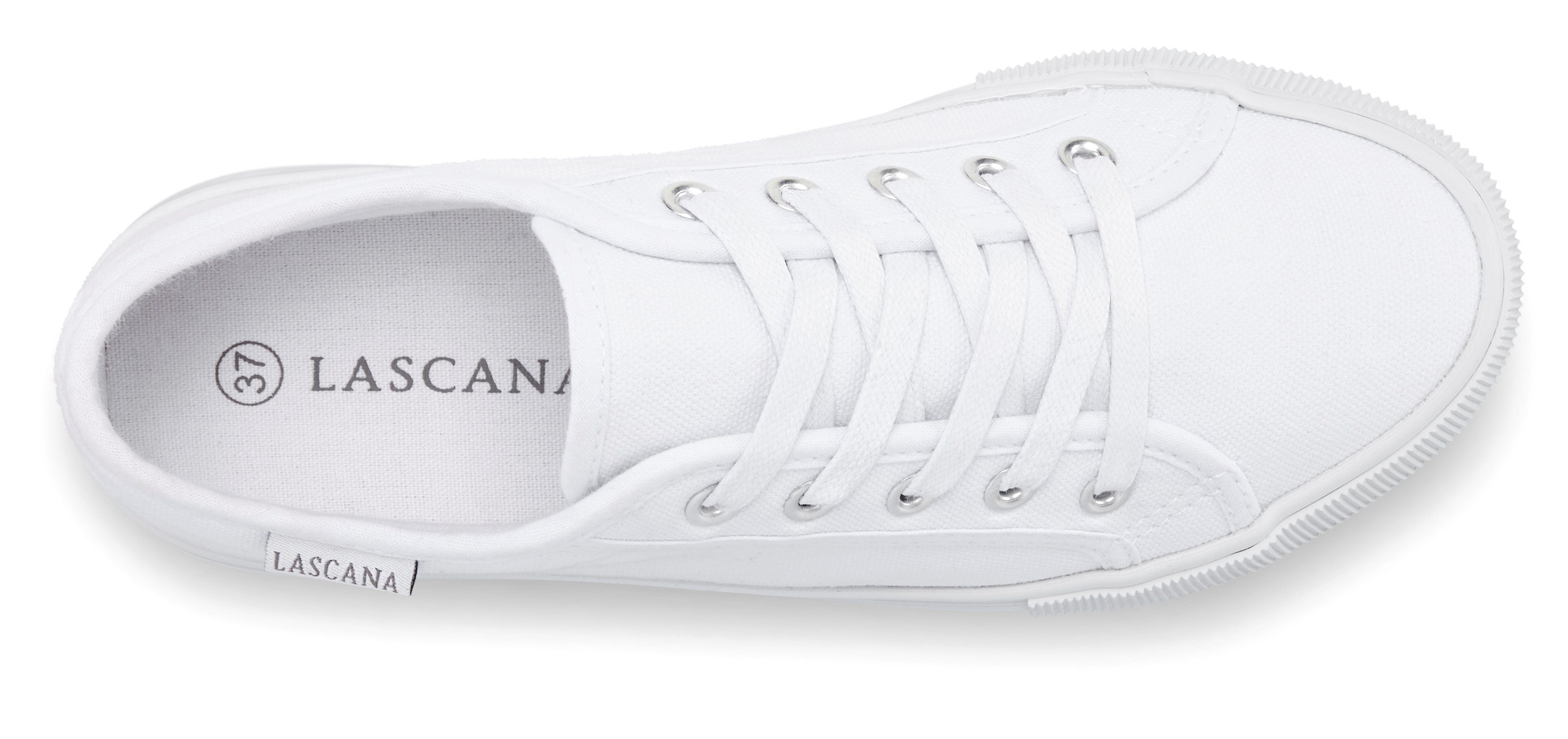 Lascana Sneakers Veterschoen, vrijetijdsschoen van textiel met plateausole