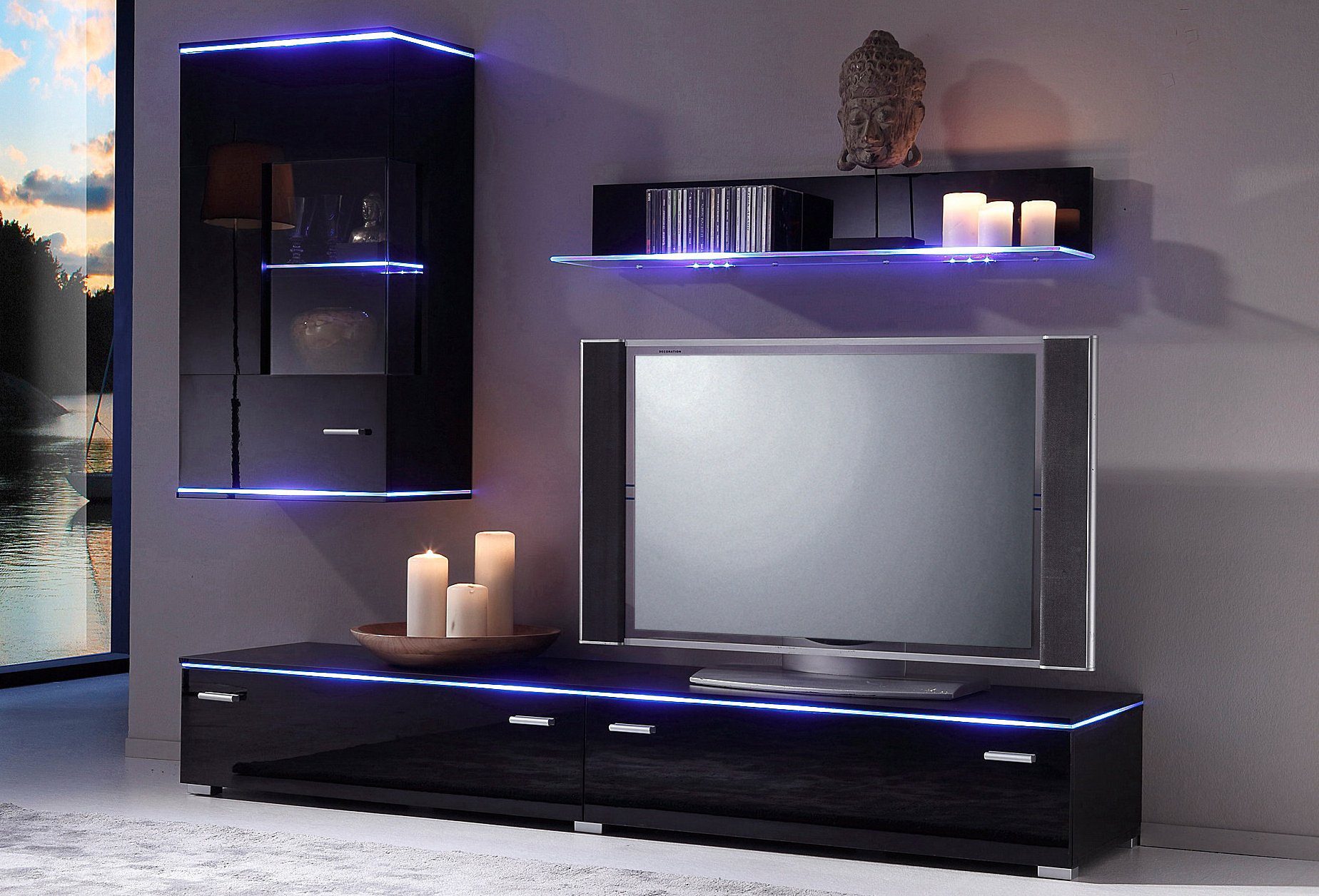 Höltkemeyer Wandmeubel Happy (set, 3-delig) tv-wandmeubels zwart