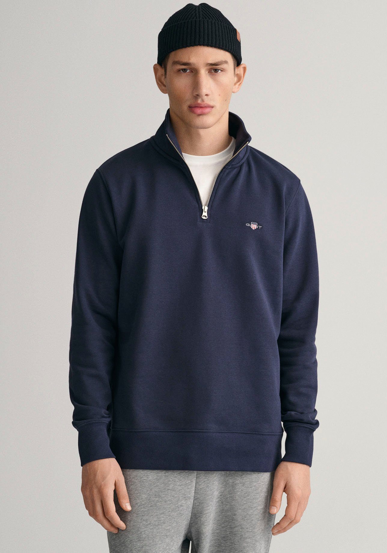 Gant Sweatshirt REG SHIELD HALF ZIP SWEAT met logoborduursel op borsthoogte