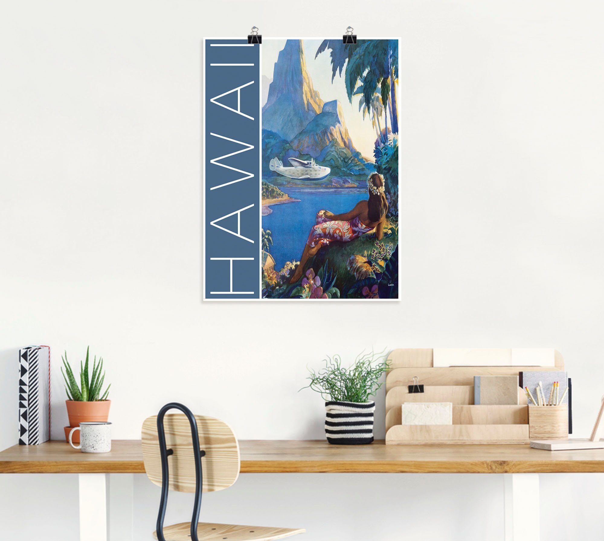 Artland Poster Hawaï Vintage reisaffiche als artprint van aluminium, artprint op linnen, muursticker of poster in verschillende maten