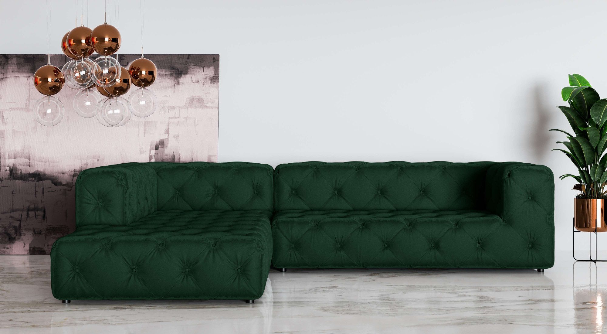 Places of Style Hoekbank FOLLINA L-vorm, met klassieke Chesterfield-knoopstiksels