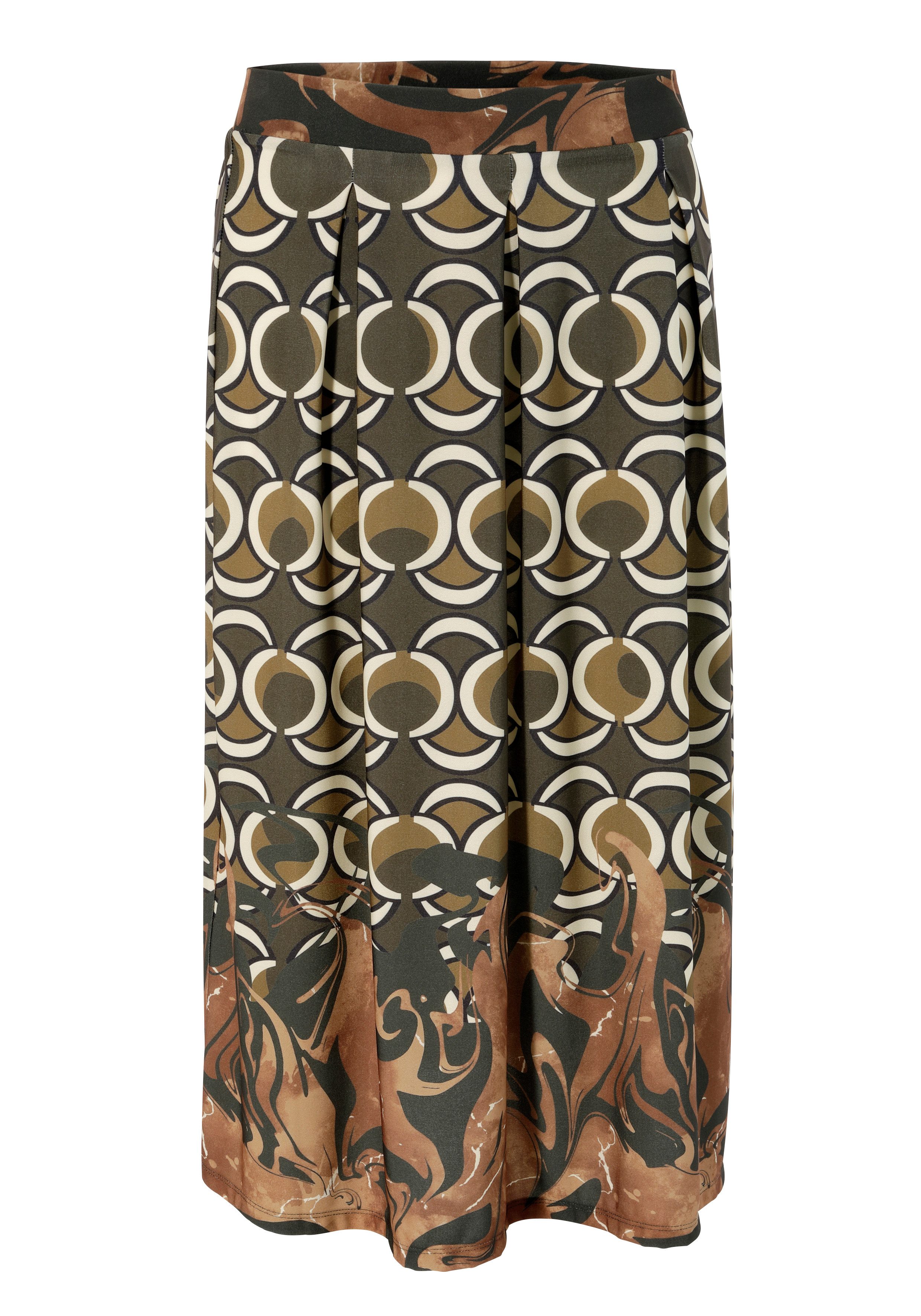 Aniston SELECTED Midirok in uni zwart of met nostalgische print