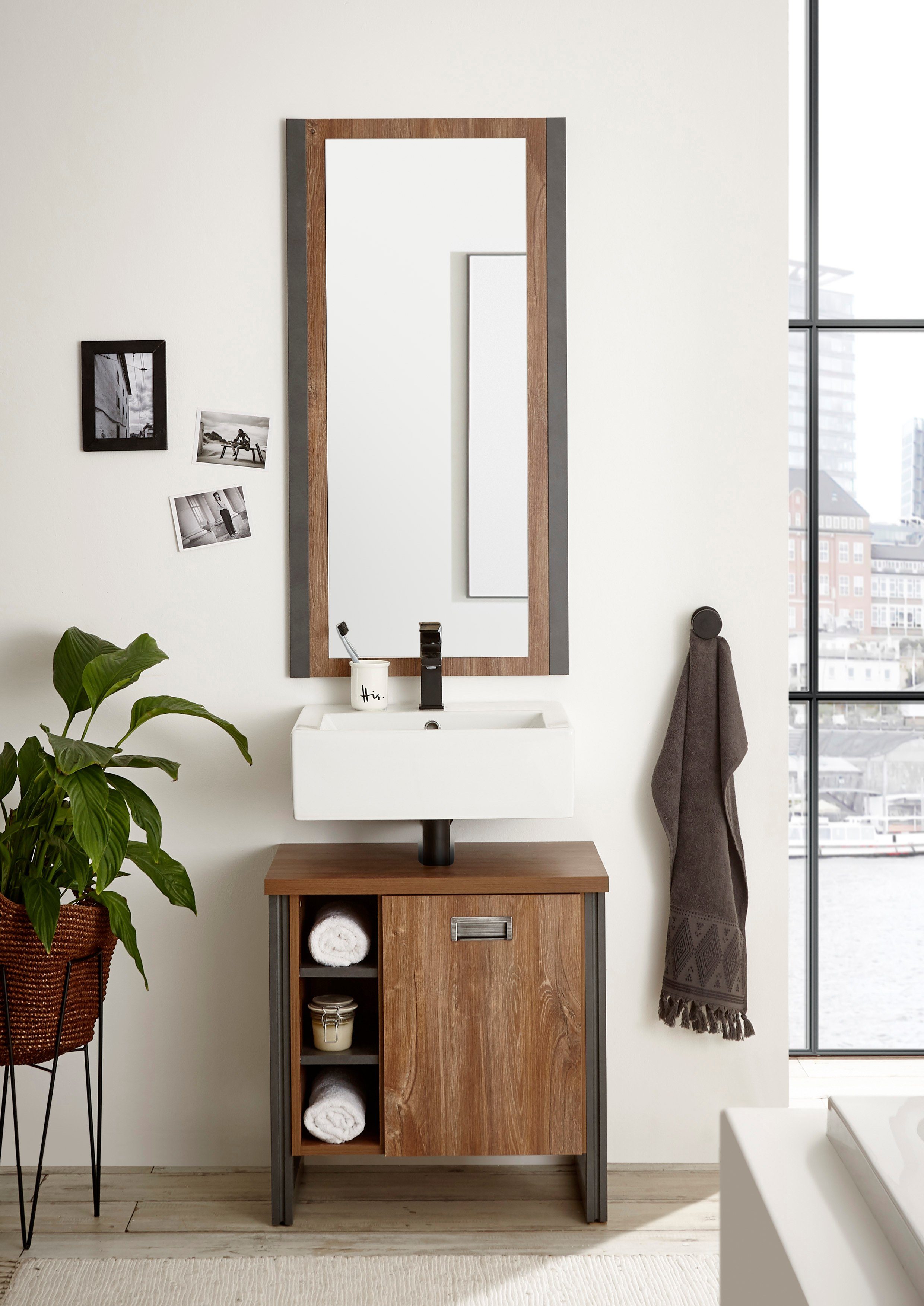Home affaire Badkamerserie Detroit, Bad im Industrialdesign, 2-teiliges Badezimmer (set, 2-delig)