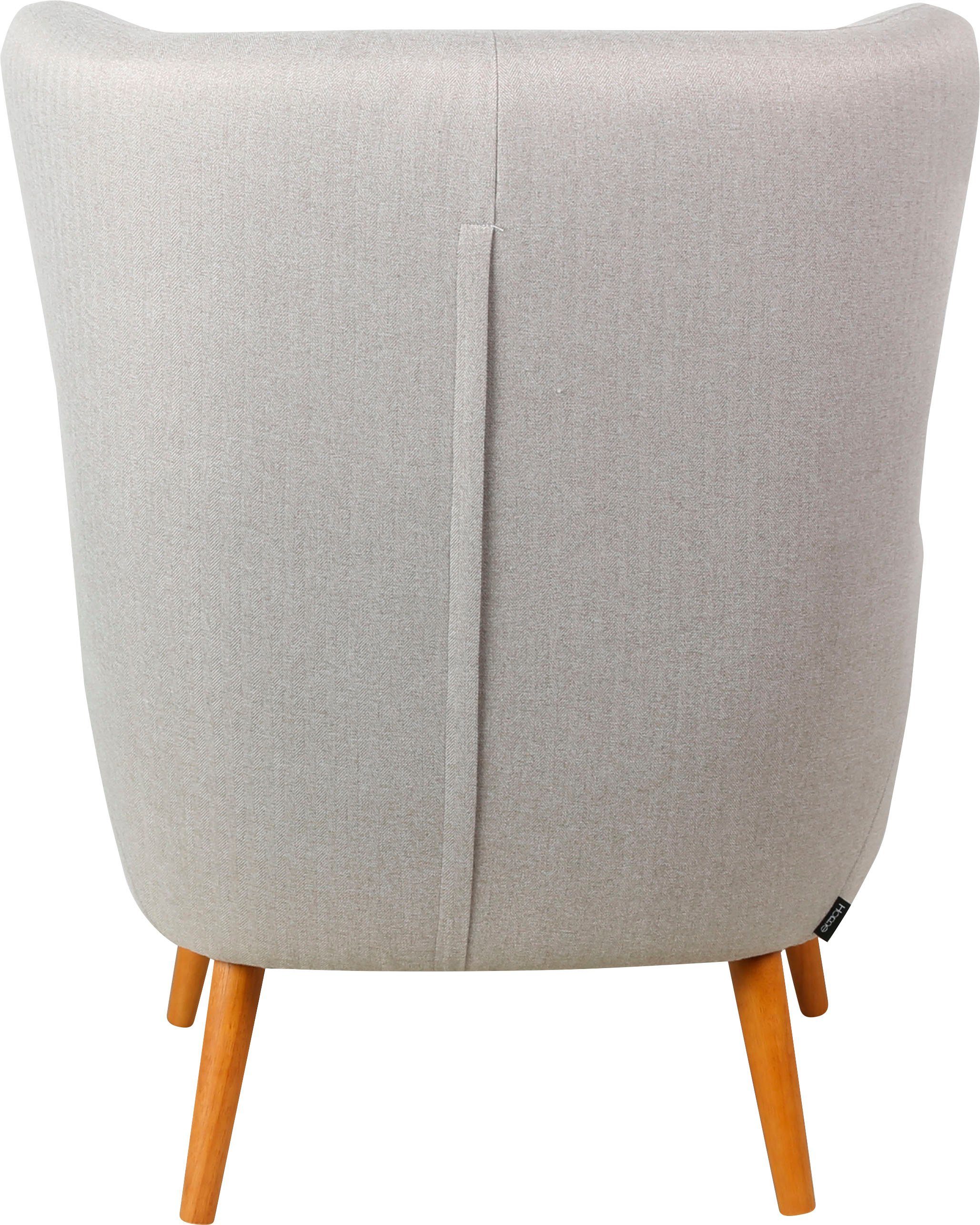 Home affaire Oorfauteuil Yamuna met beklede zitting, frame en poten van massief hout, zithoogte 47 cm