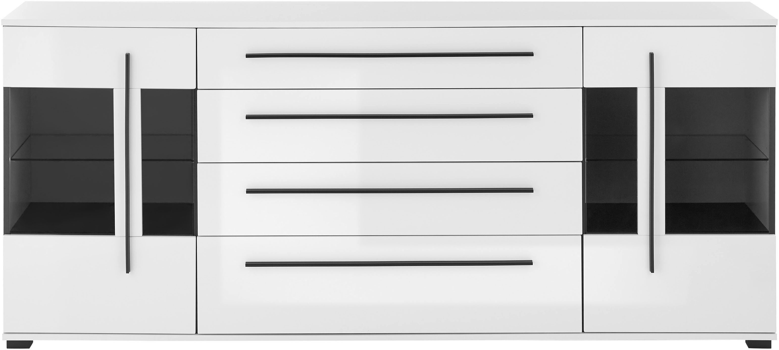 INOSIGN Dressoir Cantara, moderne kast, commode in Eiken Evoke of wit zwarte stanggreep, voldoende opbergruimte, veelzijdig inzetbaar