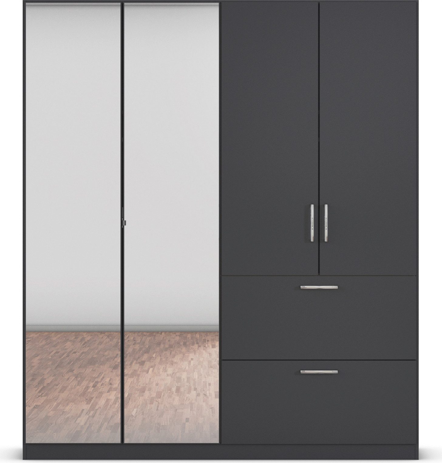 rauch Draaideurkast Kledingkast Kast Garderobe Slaapkamerkast PADUA volledig gemonteerde spiegeldeuren, twee grote lades made in germany