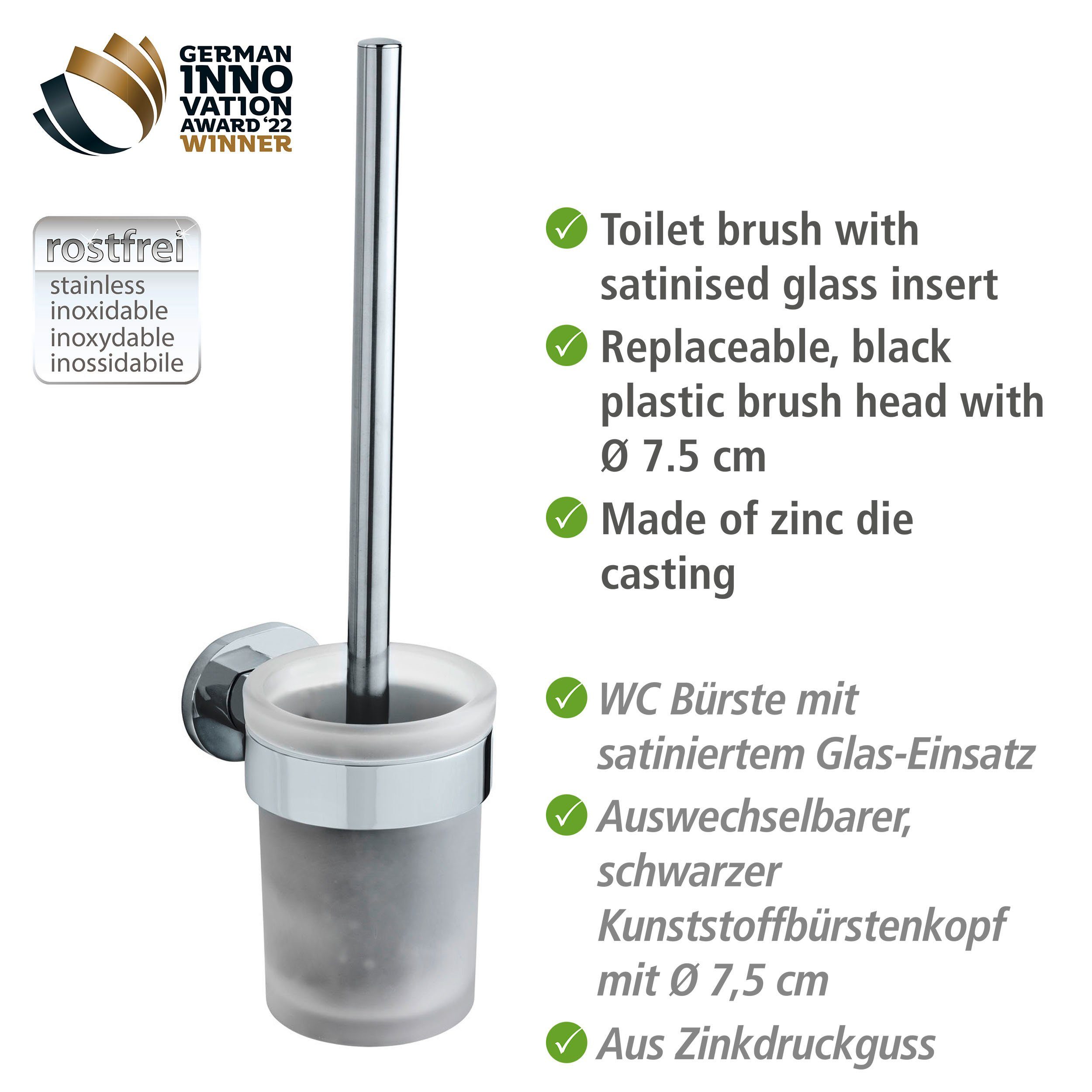 WENKO Toiletset UV-Loc® Maribor bevestigen zonder boren, borstelkop verwisselbaar