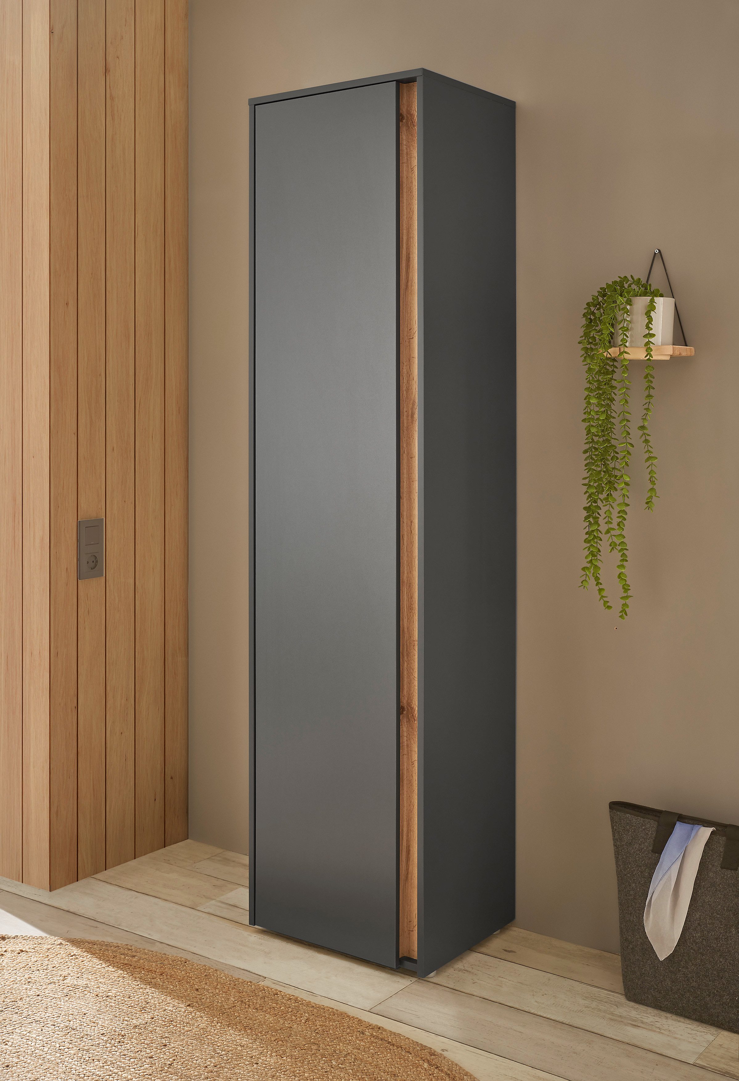 INOSIGN Kledingkast GIRON/ CiTY, Kast in Wotan Eik, Kledingkast met opbergruimte 10 vakken, modern ontwerp, deur aan beide zijden monteerbaar, 50 cm
