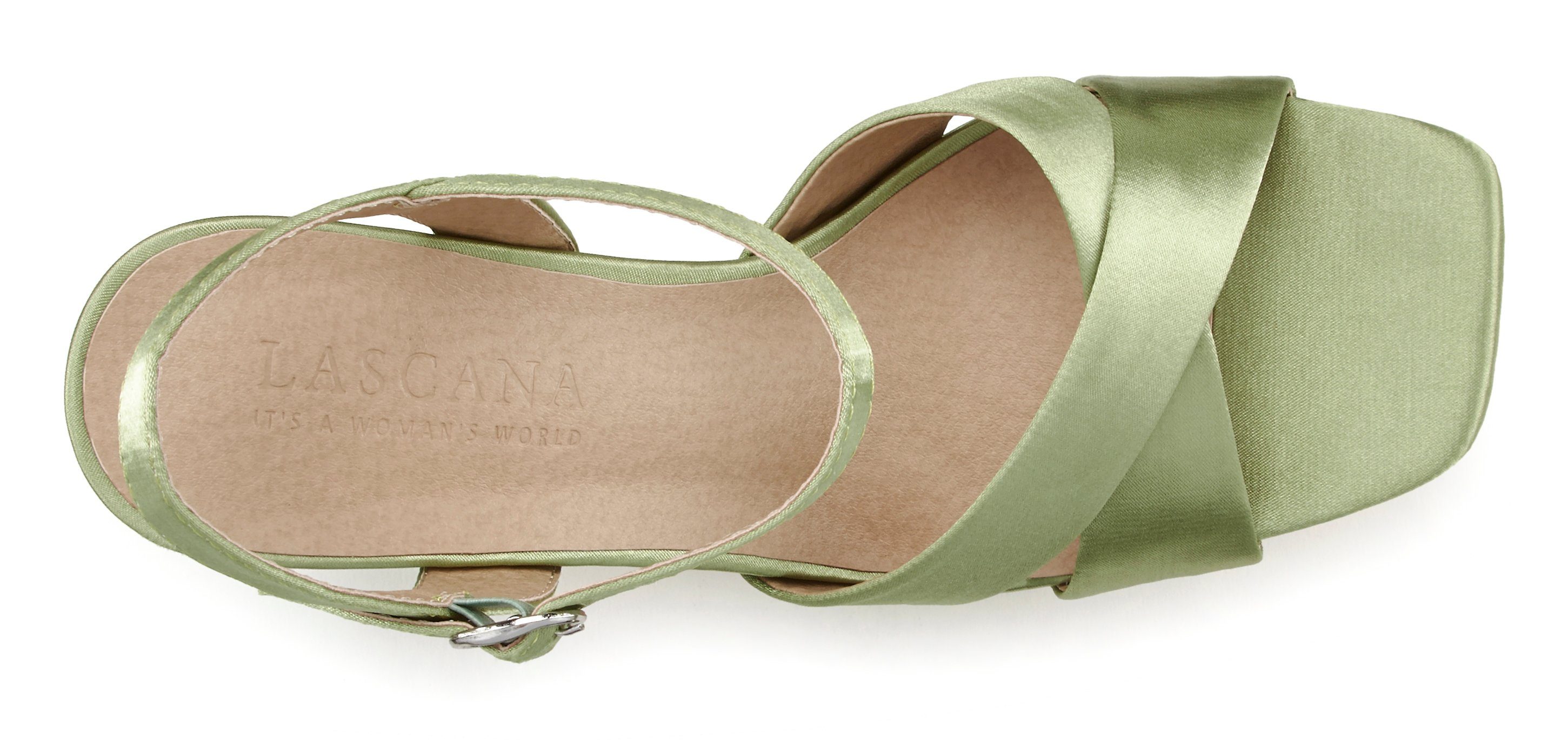 Lascana Sandalen High heel sandaal met plateau en blokhak in satijnlook VEGAN