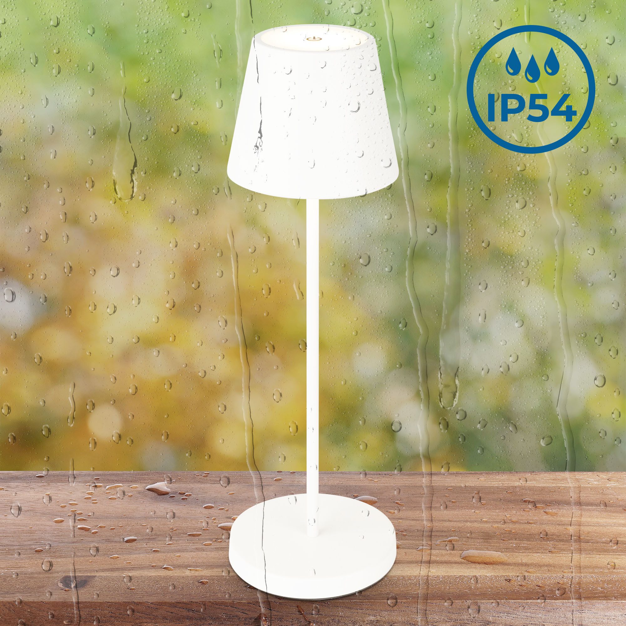 B.K.Licht Tafellamp voor buiten LED accu tafellamp met touchdimmer Kunststof metaal met USB-kabel en ingebouwde batterij IP54 Ø 12 cm (1 stuk)