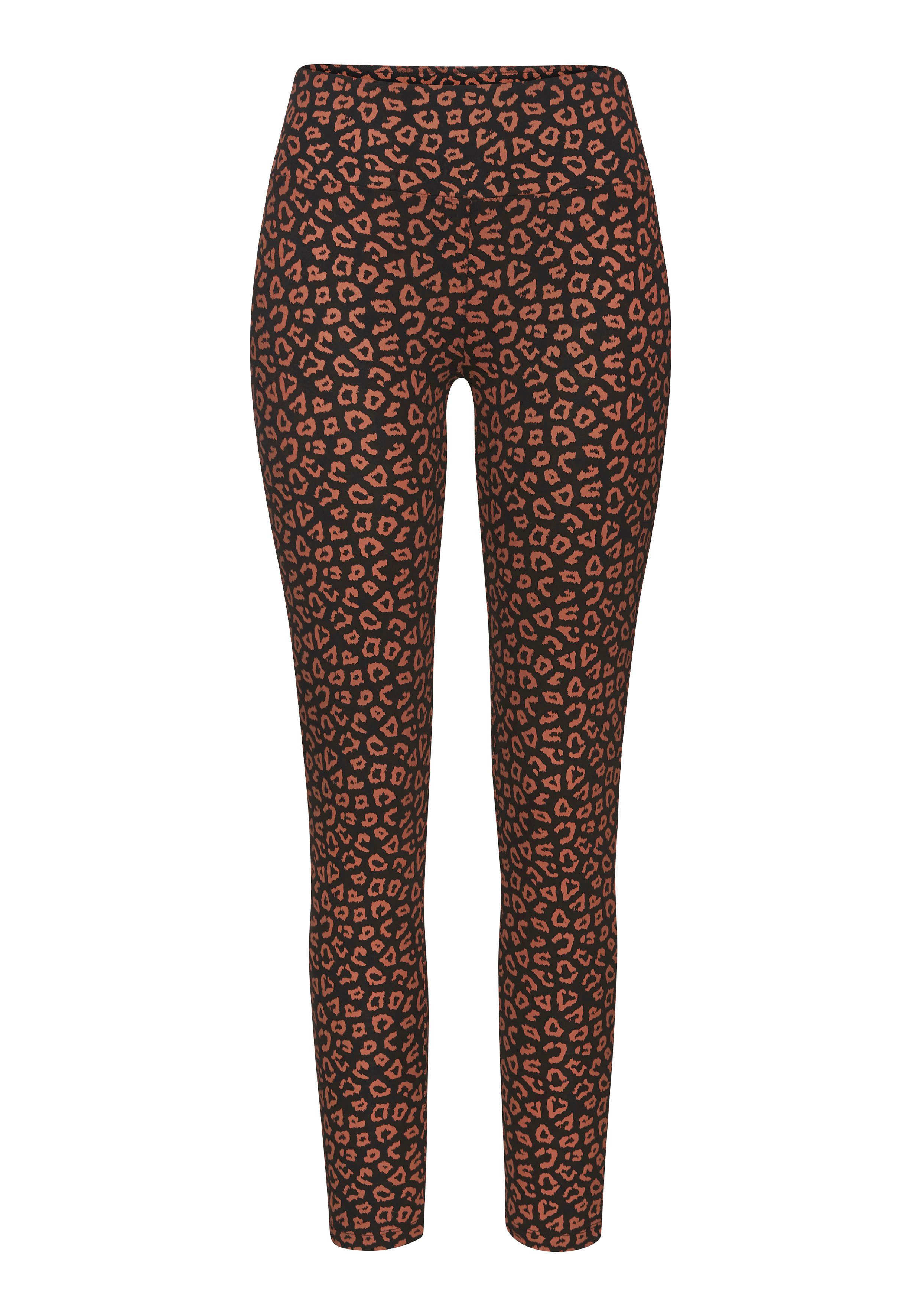 Lascana Legging Sweatleggings met brede band in leeuwprint loungewear