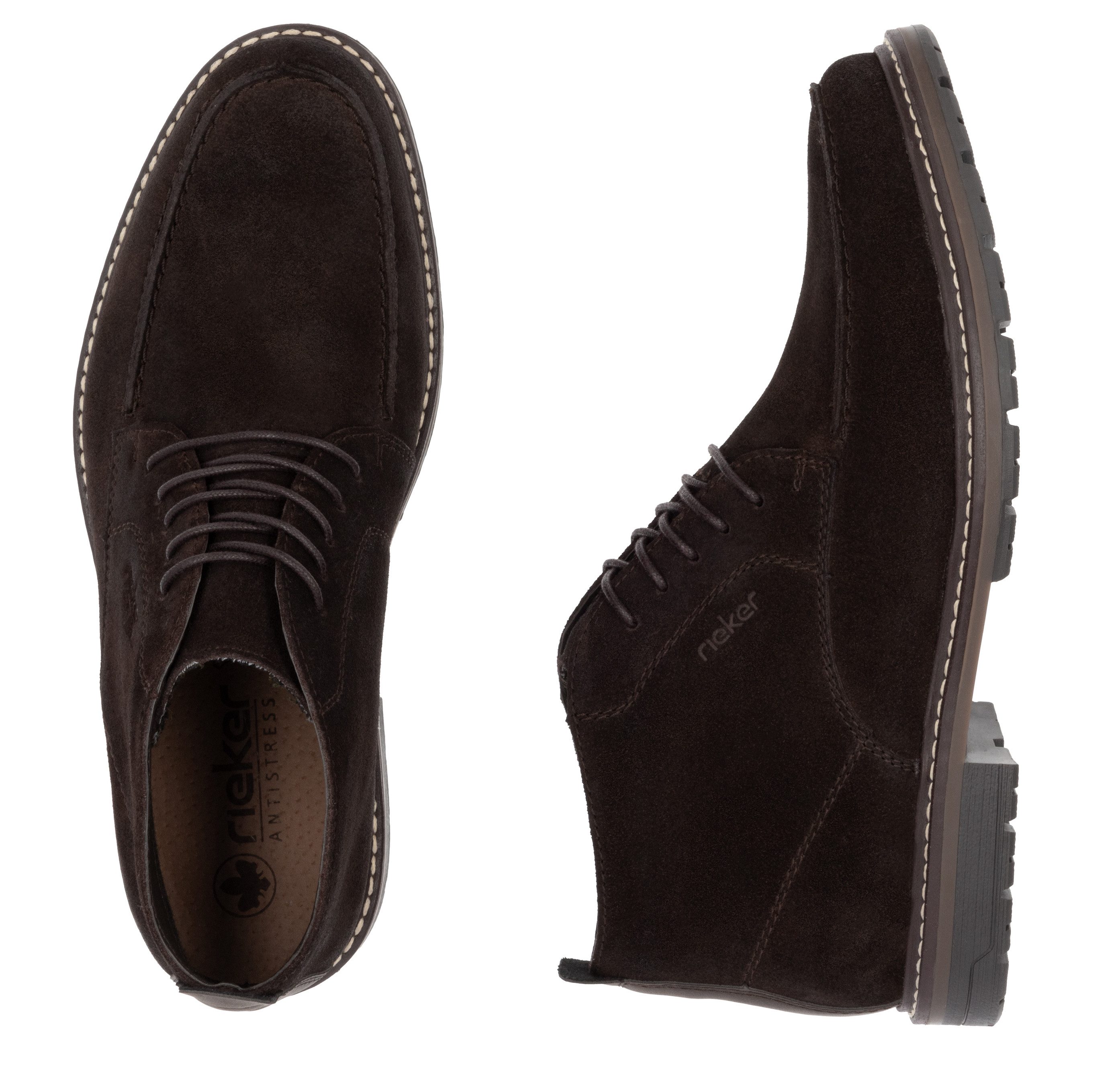 Rieker Veterlaarsjes veterschoenen, enkelhoge business-enkellaars met profielzool