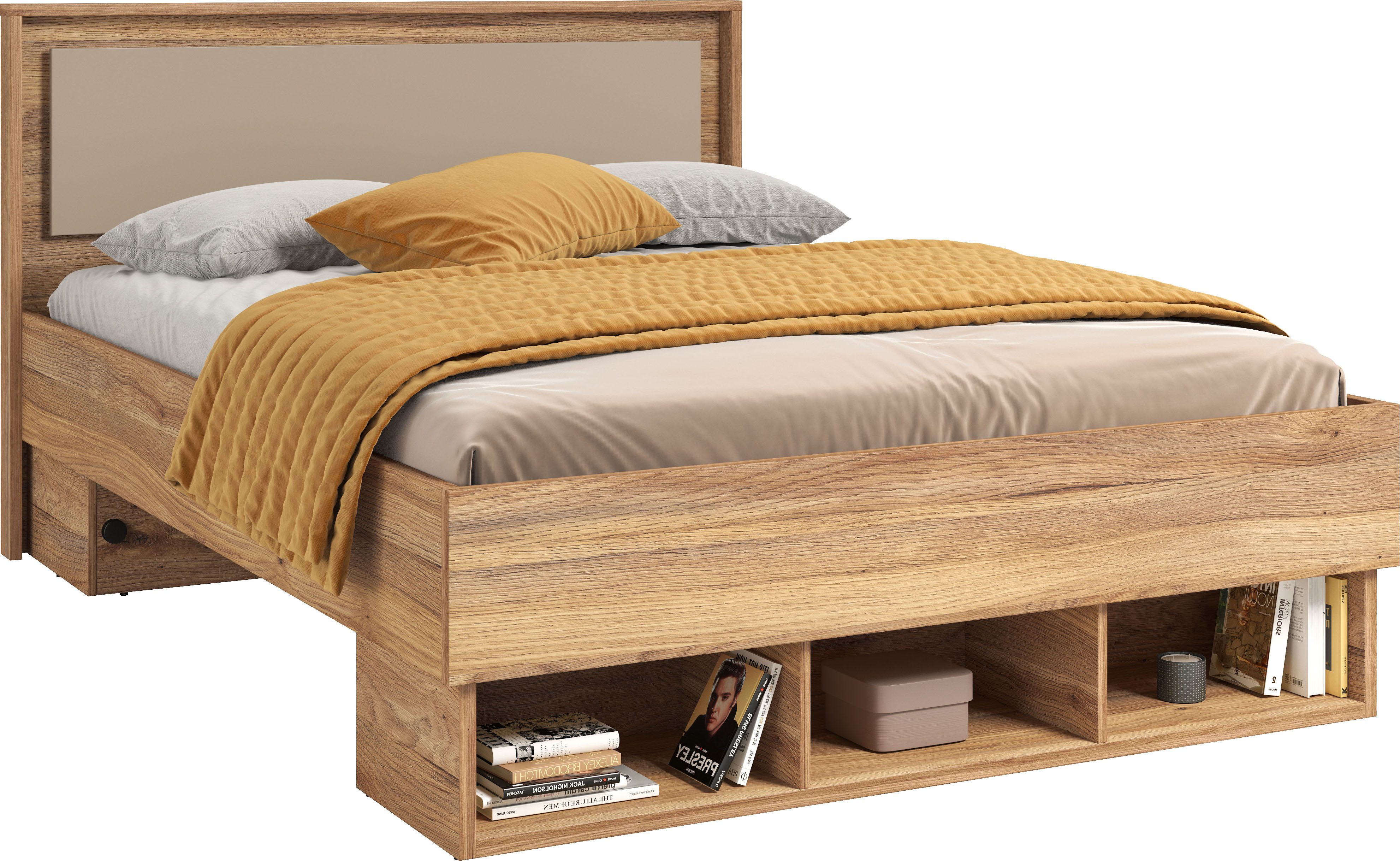 INOSIGN Bedframe Wharton, 140, 160 of 180cm breedte, Made in Europe Tweepersoonsbed met open planken, FSC-gecertificeerd houtmateriaal bedden beige