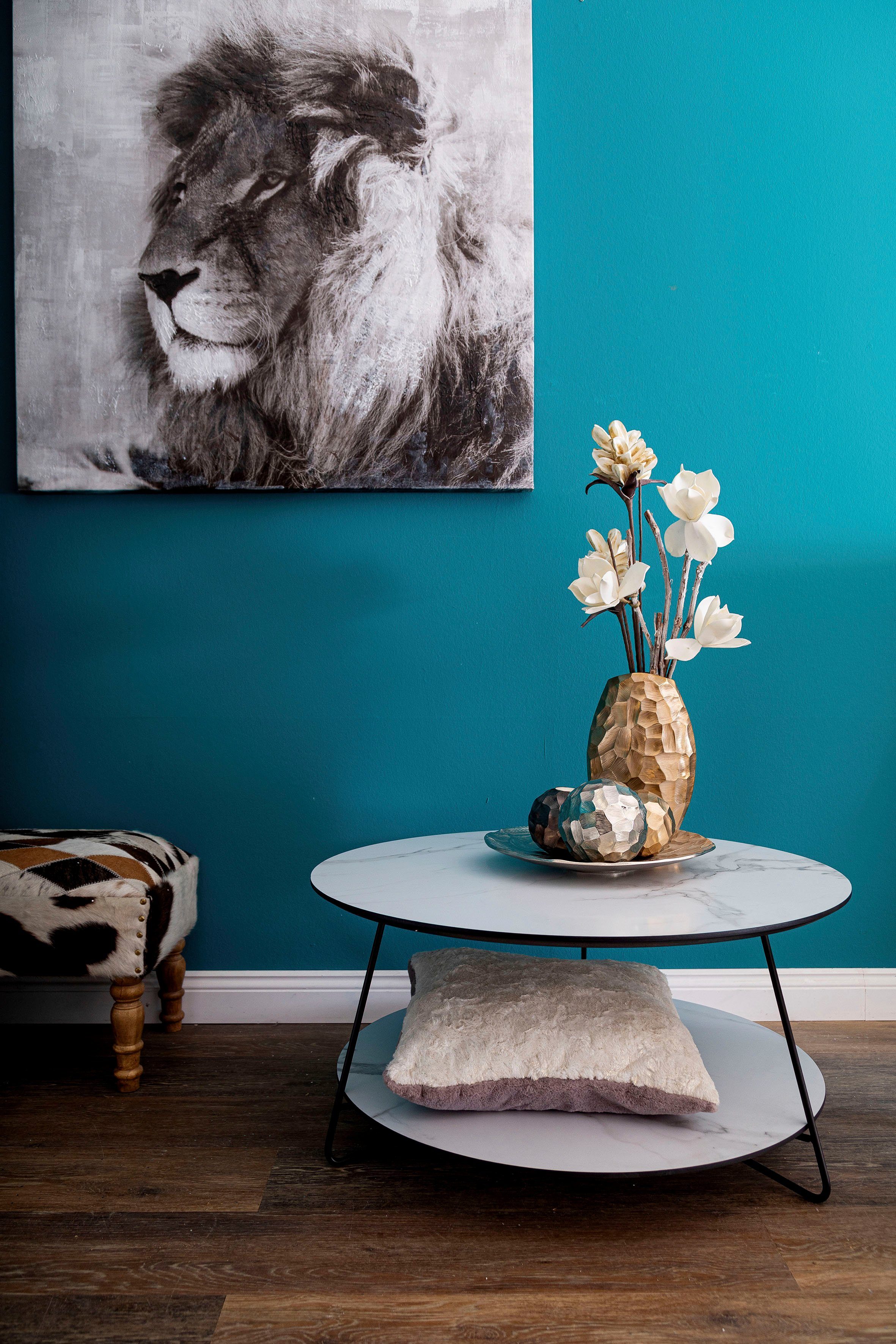 Home affaire Salontafel rond, met grijs, wit in marmer look gelakte tafelblad