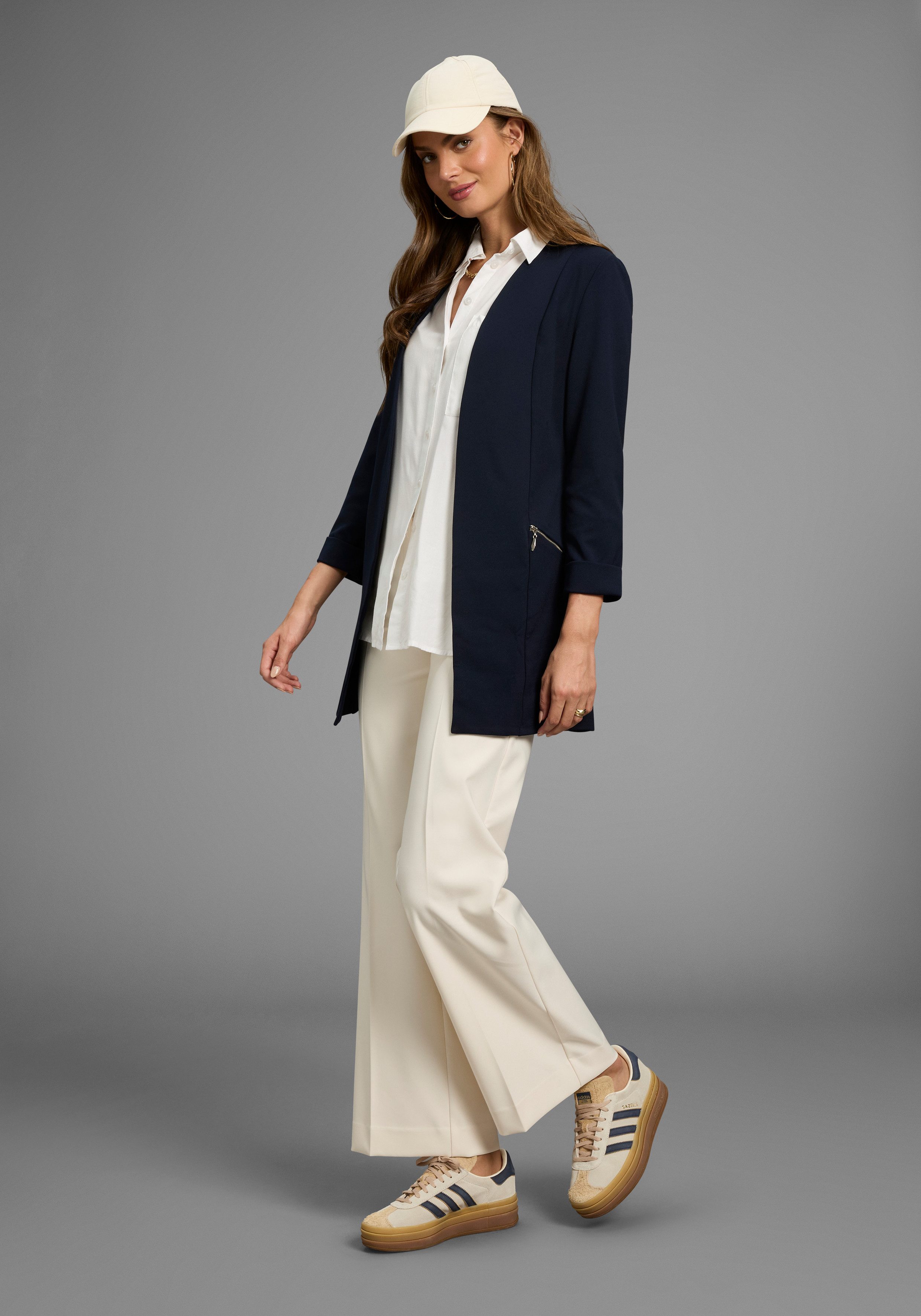 Laura Scott Lange blazer met ritssluitingen
