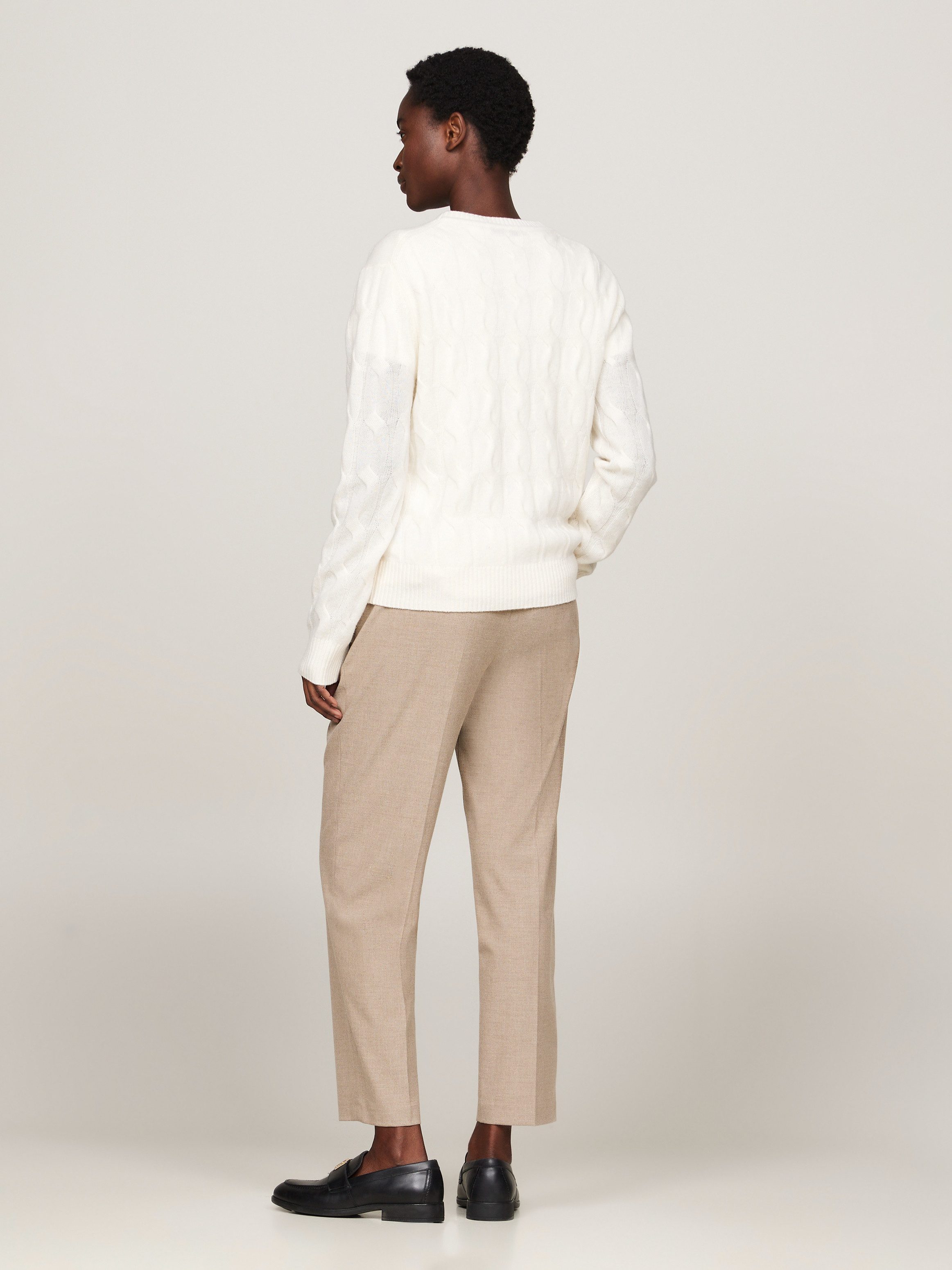 Tommy Hilfiger Gebreide trui SOFT WOOL CABLE C-NK met kabelpatroon ronde hals