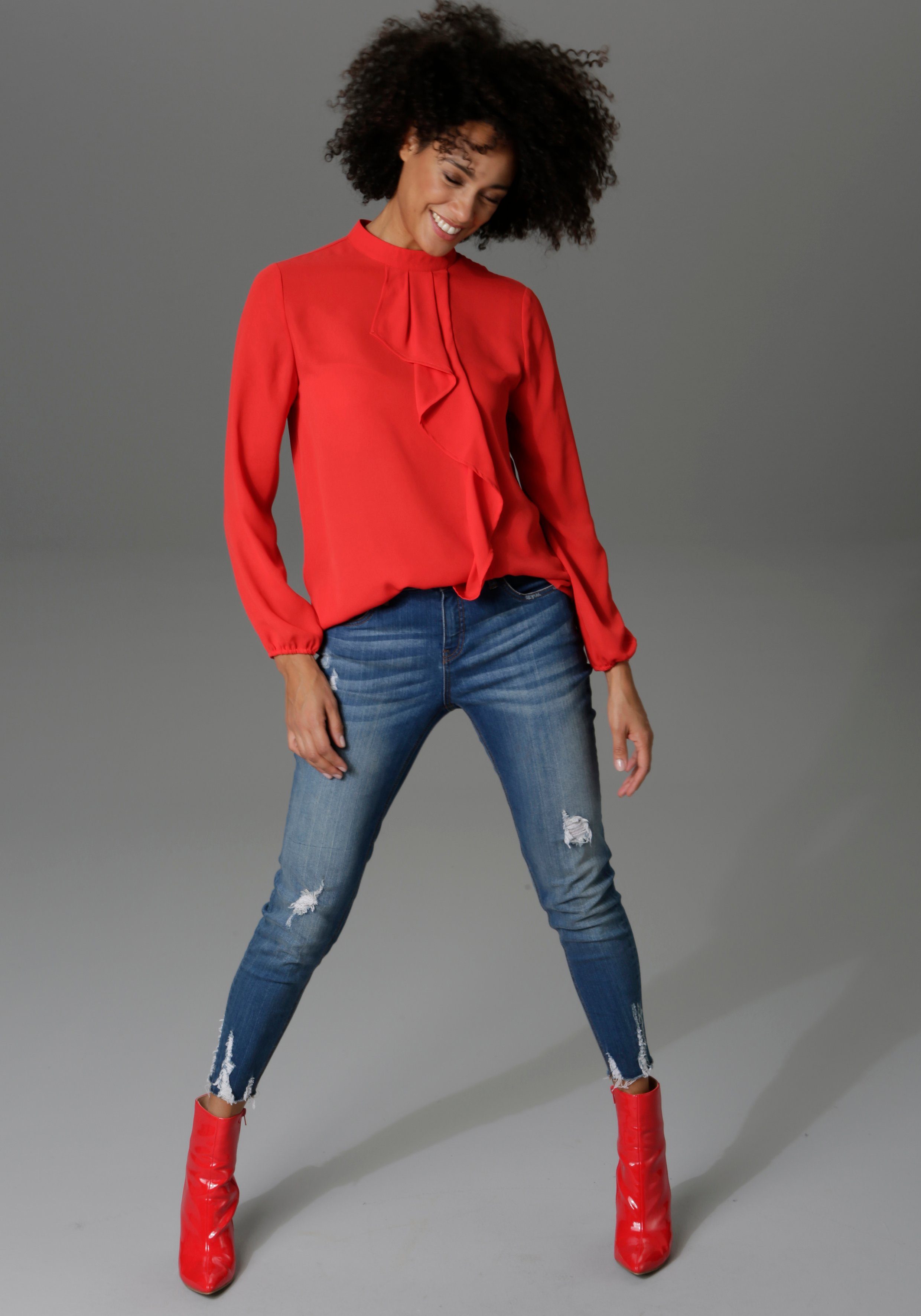 Aniston CASUAL Blouse met lange mouwen met kleine volant voor
