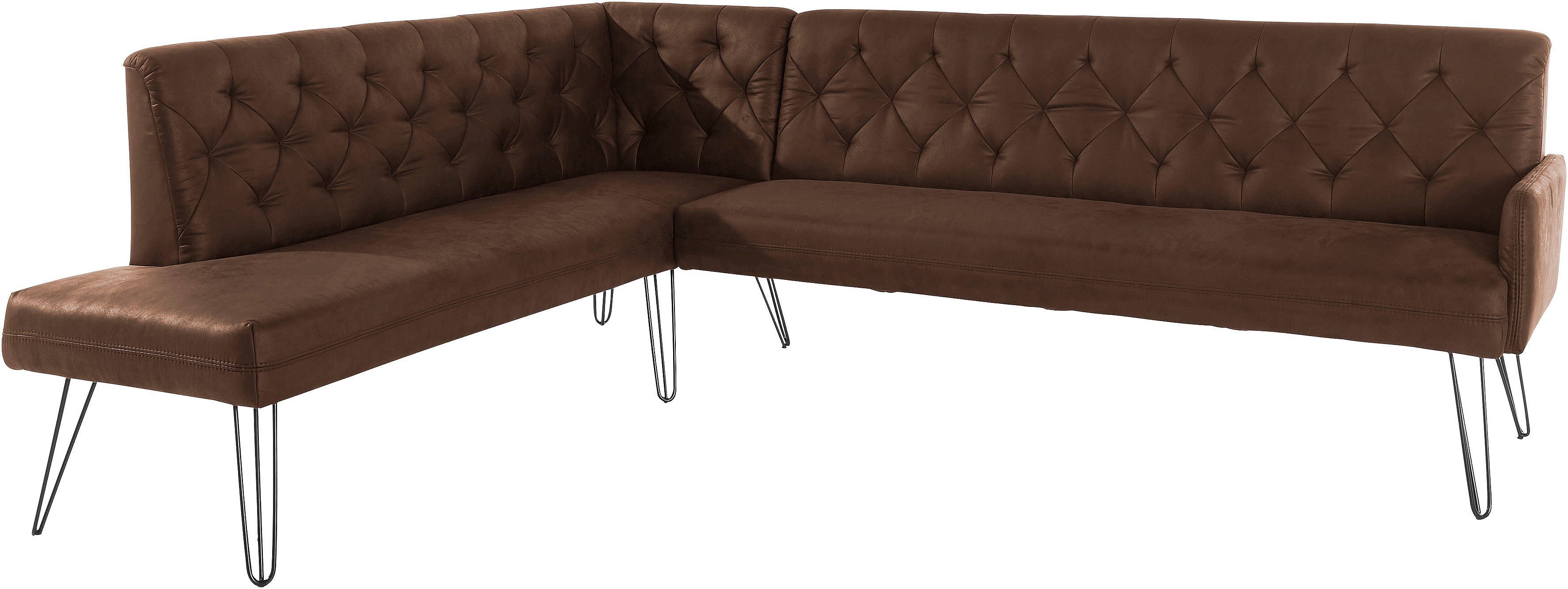 exxpo - sofa fashion Hoekbank Doppio, Chesterfield look, comfortabel en handig, hoge designvoeten