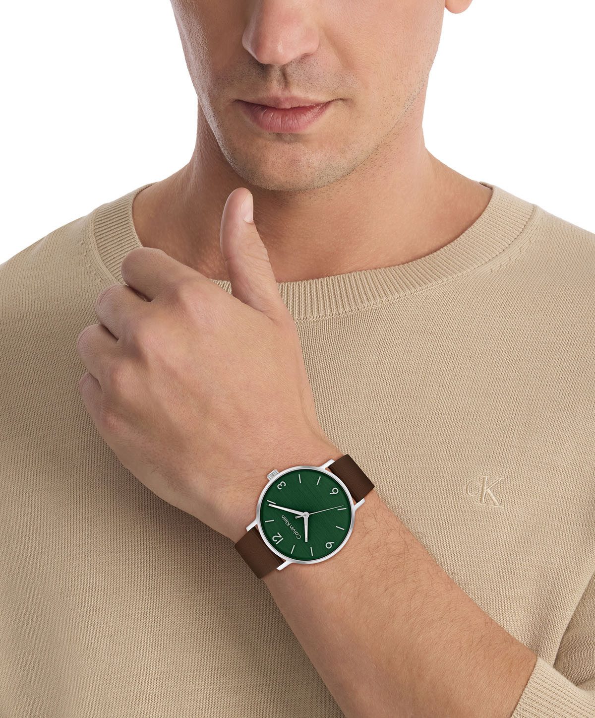 Calvin Klein Kwartshorloge Modern Polshorloge, herenhorloge, leren band, mineraalglas, analoog