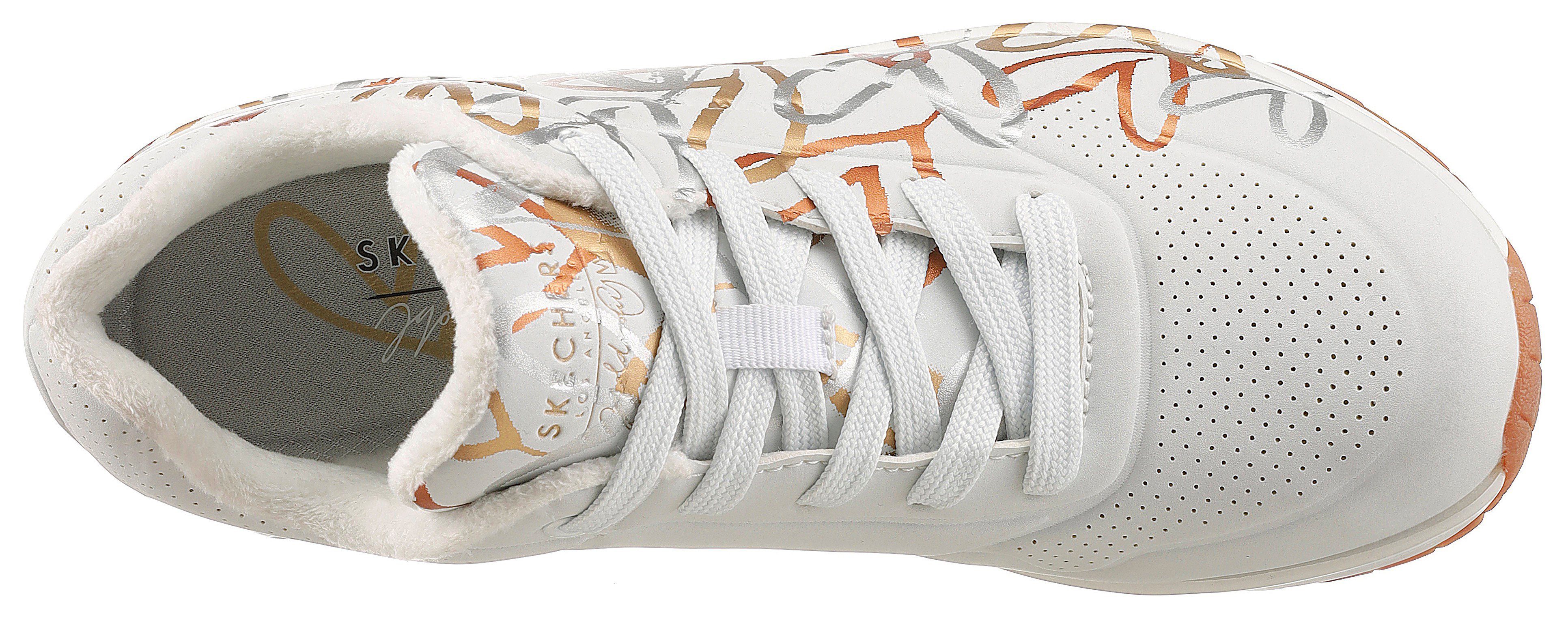 Skechers Sneakers UNO - METALLIC LOVE Vrijetijdsschoen, lage schoen, veterschoen met trendy metallic-print