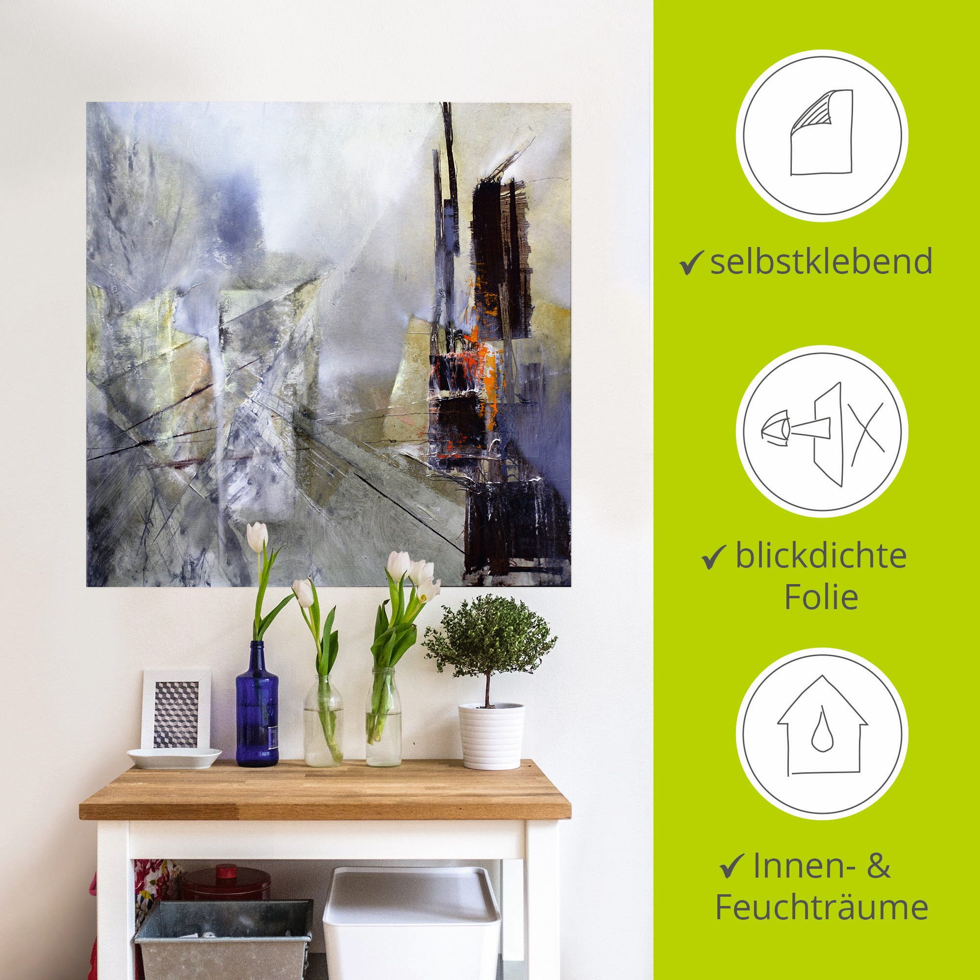 Artland Artprint Abstracte compositie in wit als poster, muursticker in verschillende maten