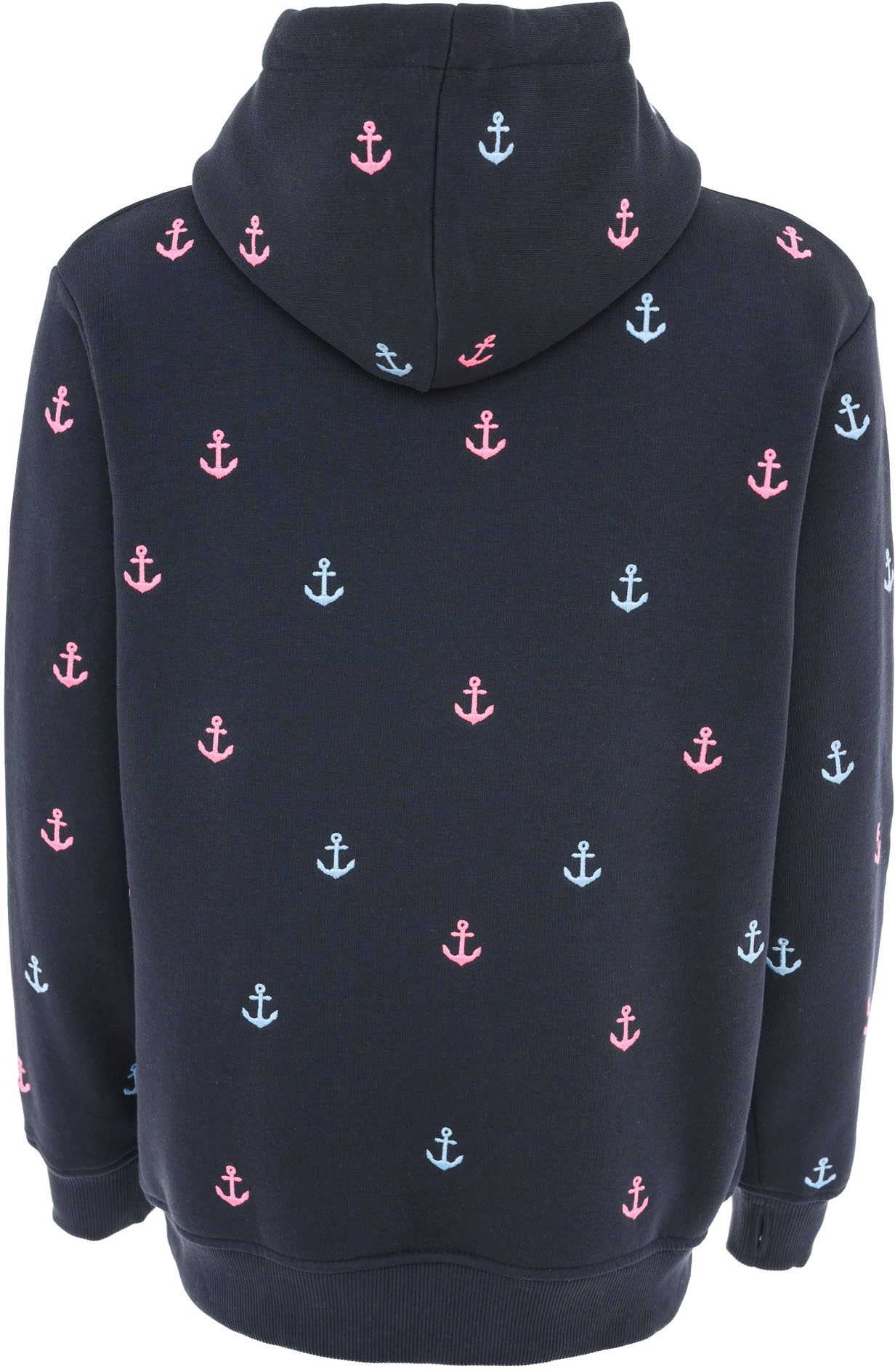 Zwillingsherz Hoodie Anker met geborduurde ankers en frontzak