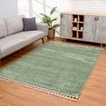 carpet city hoogpolig vloerkleed pulpy 100 bijzonder zacht, met franje, unikleurig, ideaal voor woonkamer  slaapkamer groen