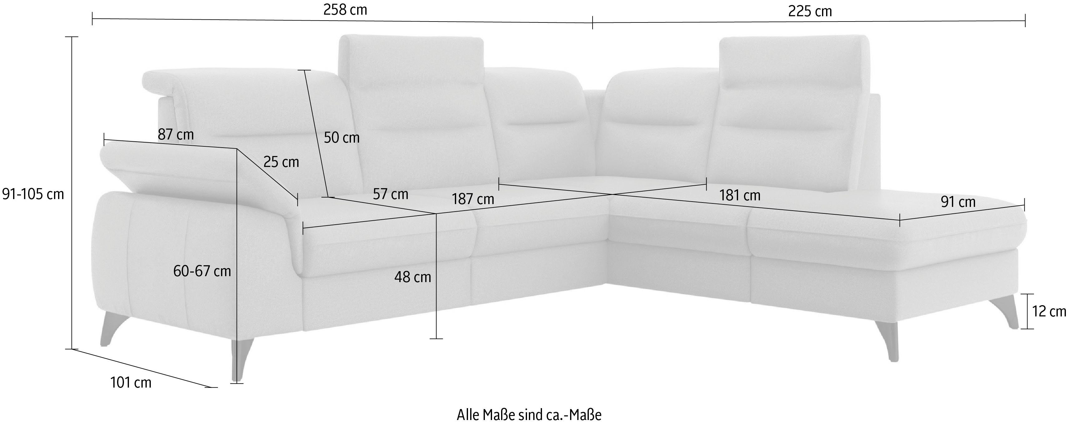 sit&more Hoekbank Astoria L-vorm naar keuze met motorische relaxfunctie