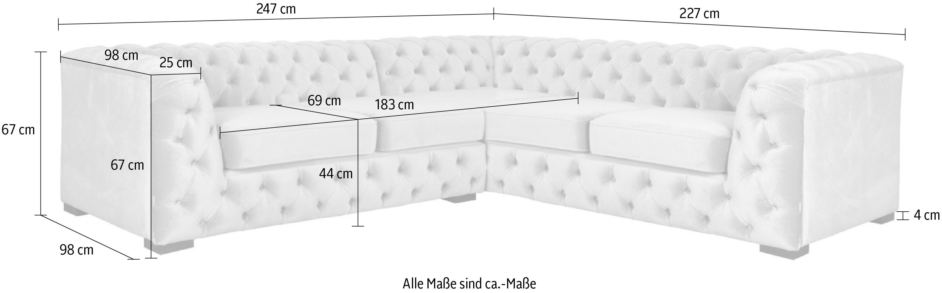 Guido Maria Kretschmer Home&Living Chesterfield-bank KALINA L-vorm hoogwaardig chesterfield design, zeer hoogwaardige afwerking