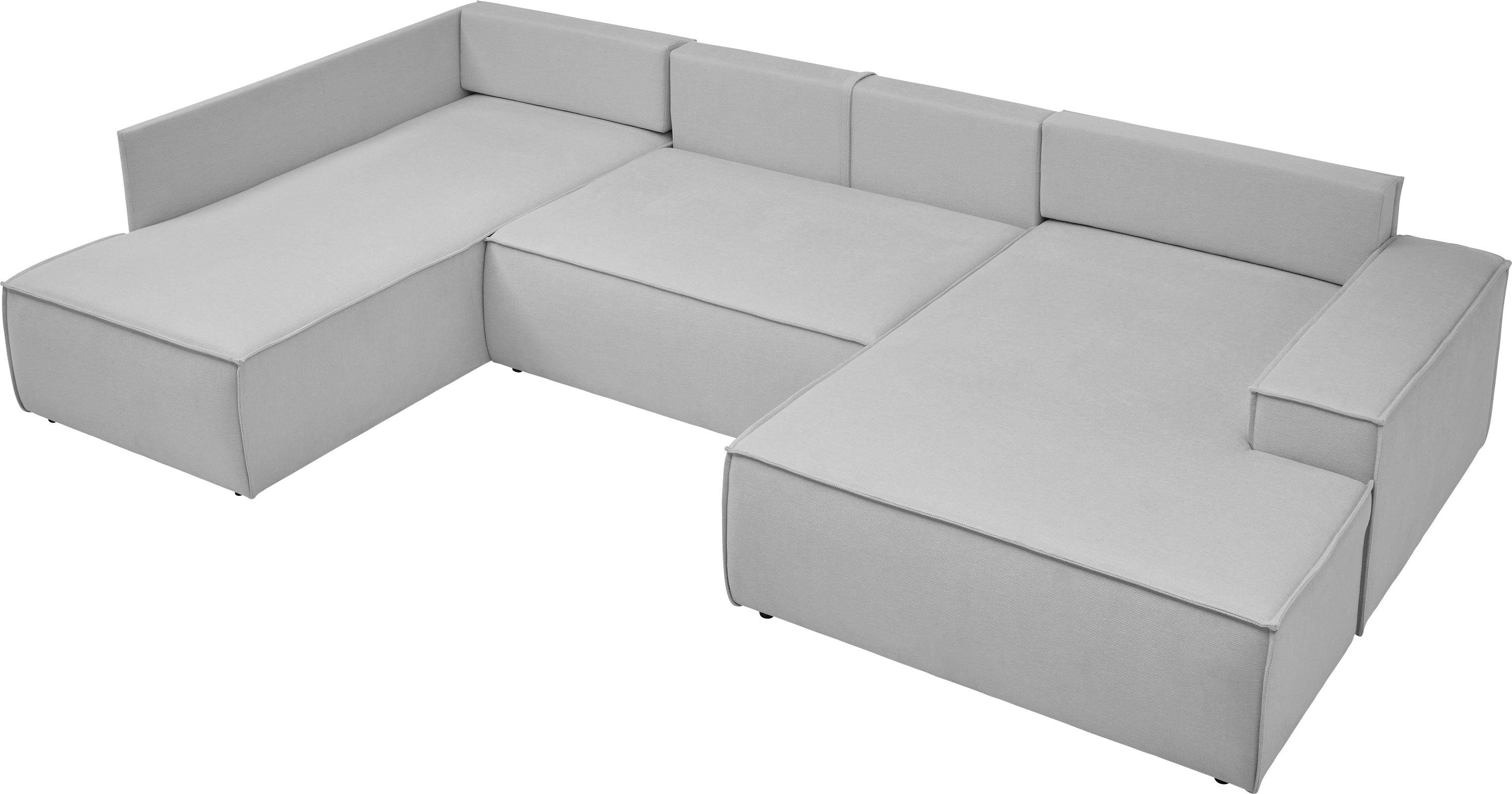 andas Zithoek FINNLEY U-model XXL 329 cm, bedbank, slaapfunctie m. bedkist