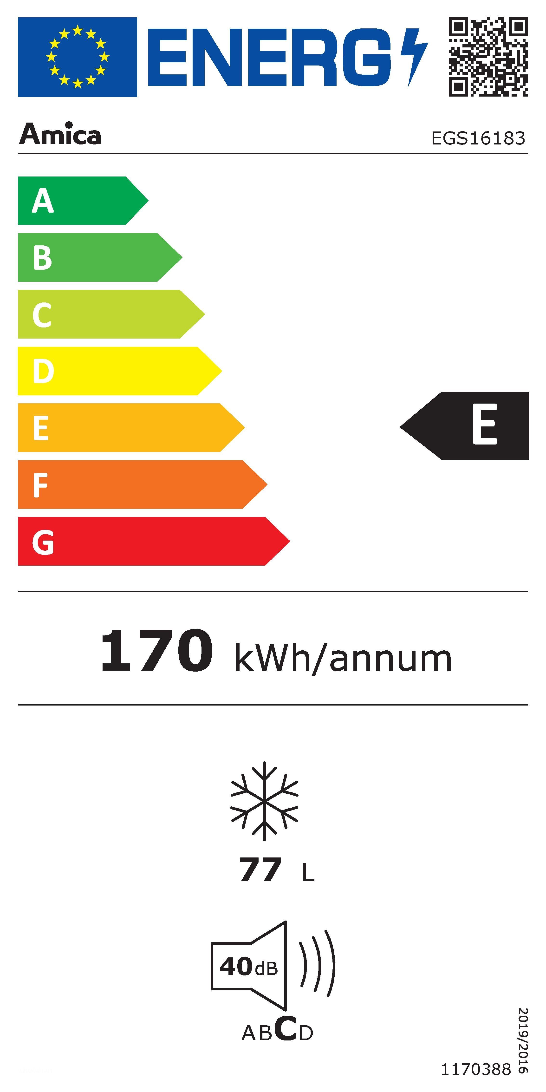 Amica Inbouwvrieskast EGS 16183, 87,5 cm x 54,0 cm