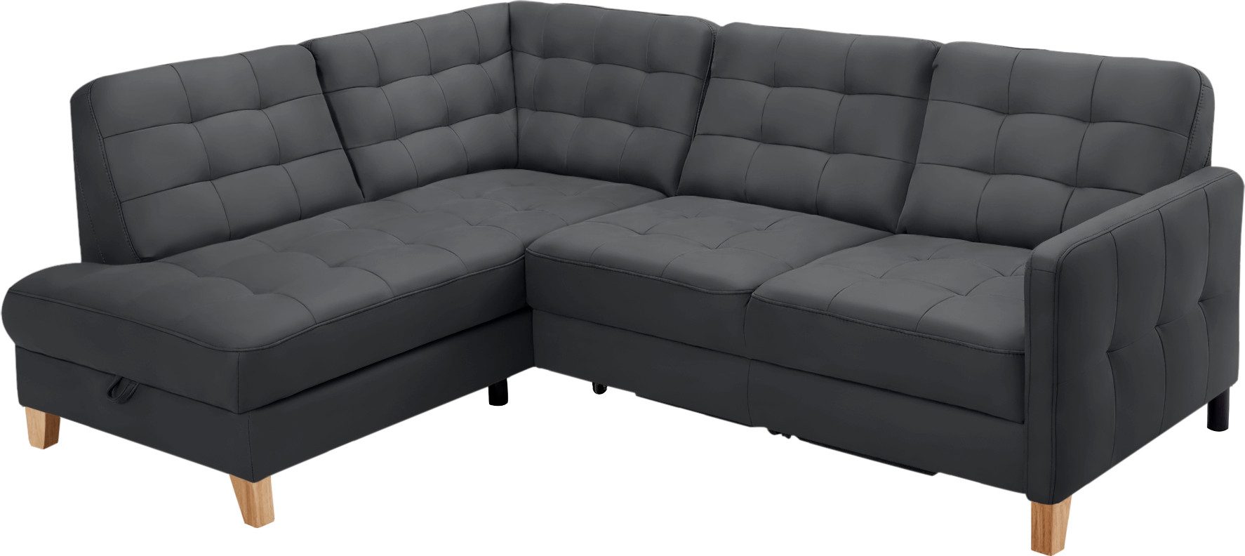 exxpo - sofa fashion Hoekbank Elio, compact en comfortabel, handig, tijdloos design, L-vorm zwart, hoekbanken, Met slaapfunctie en bedkist, mit