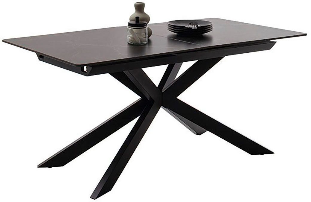 MCA furniture Eettafel BONANZA uitschuifbare tafel 160-200 cm gemarmerd Keramiek, metaal, marmer-look, synchronisatie-uittrekmechanisme, uittrekbaar, 6-8 personen