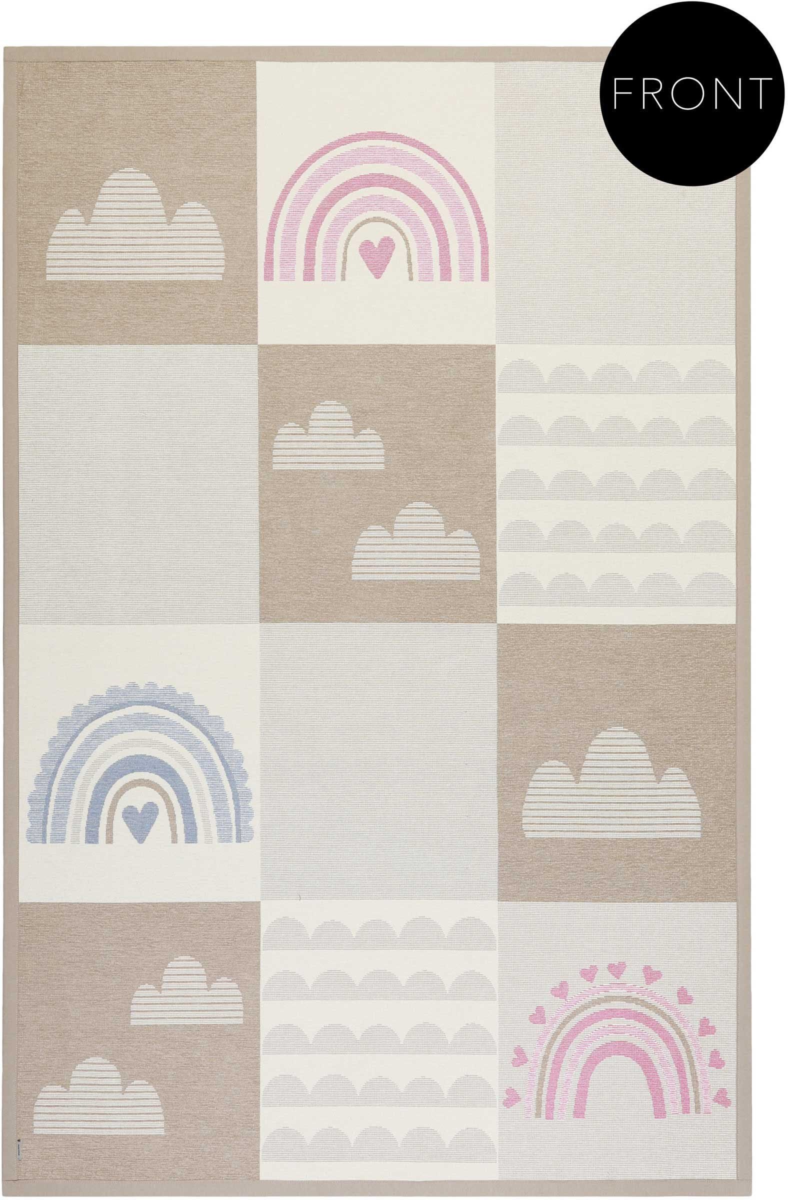 Esprit Kindervloerkleed Lovely Rainbow ESP-002 Tweezijdig te gebruiken kleed, gekleurd omboord