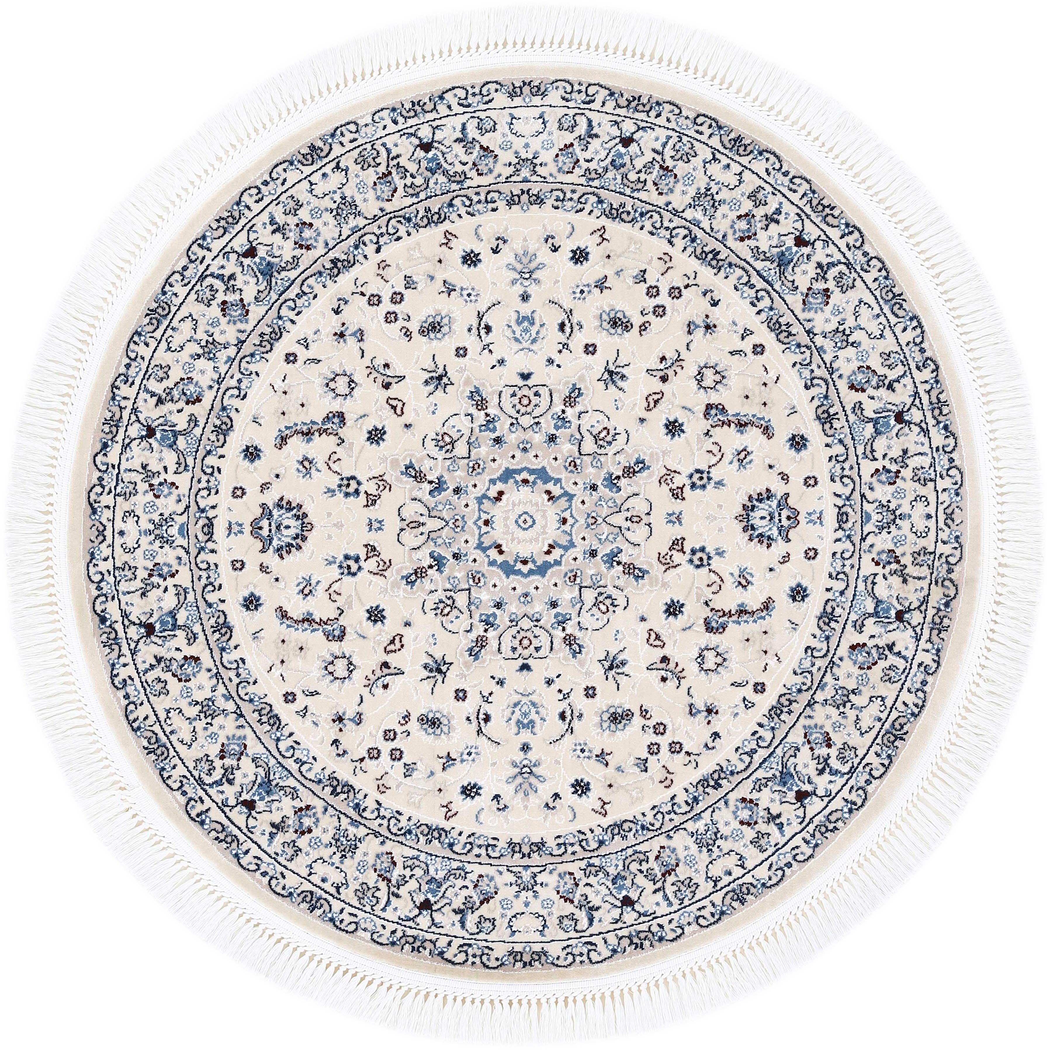 carpetfine Vloerkleed Nain Diane Laagpolig vloerkleed, oriënt look moderne vloerkleden maat Ø 160 cm x 8 mm beige