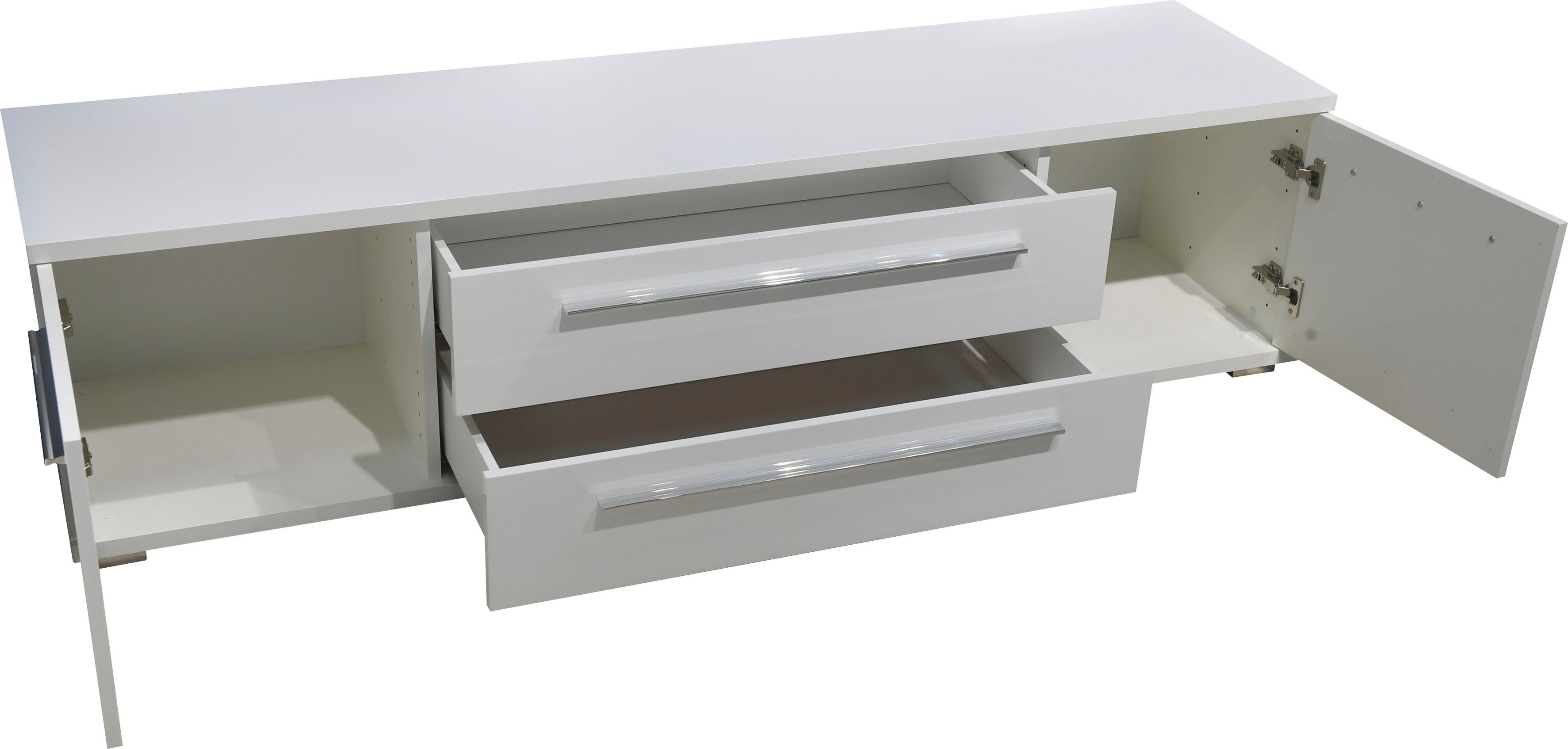 Places of Style Tv-meubel Piano TV-kast in breedte 165 of 180 cm met soft-close functie Hoogglans UV-gelakt, Br 180 cm met verschillende deur- en ladeafmetingen