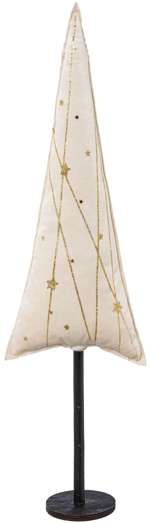 Creativ deco Deco-boom Kerst versiering van fluweelstof met applicaties in 3 maten: 30x9, 40x13, 55x17 cm (set, 3 stuks)