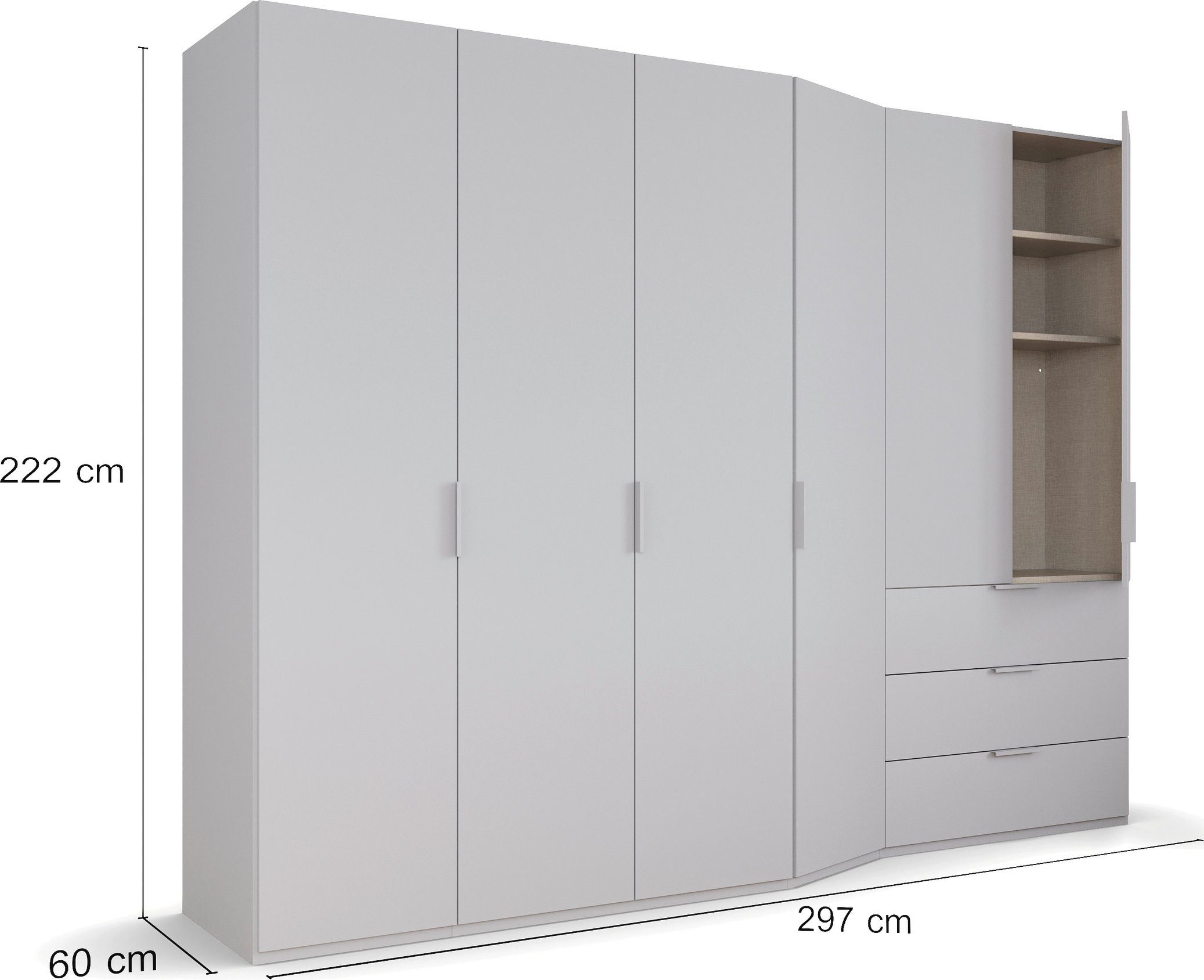 rauch Draaideurkast Kledingkast kast garderobe waskast WAVE in 2 verschillende diepten, met soft-close functie made in germany