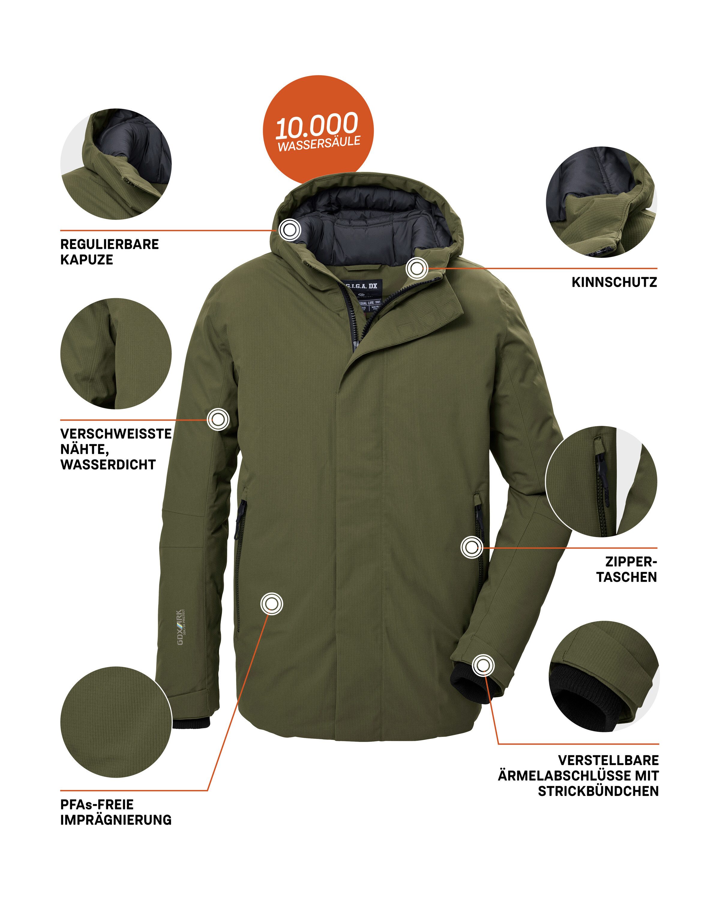 G.I.G.A. DX by killtec Functioneel jack GW 11 MN JCKT Waterdichte ademende winterjas met verstelbare capuchon