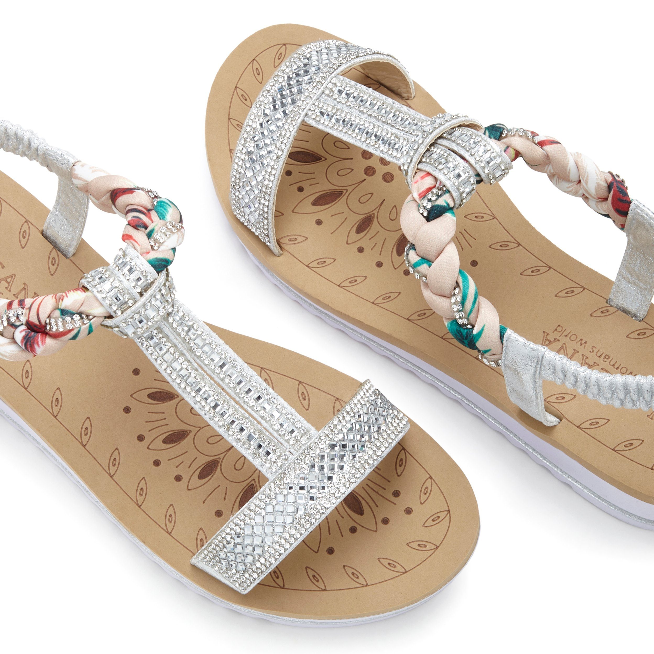 Lascana Sandalen met elastische bandjes, sierstenen, sandaaltje, zomerschoen