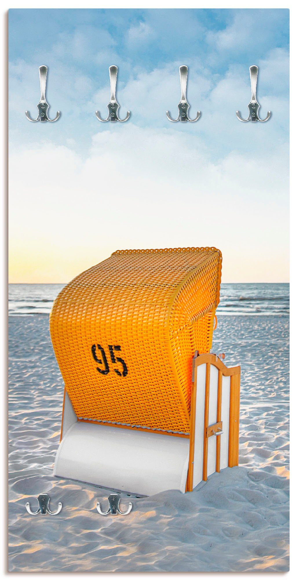 Artland Kapstok Ostsee7 - strandstoel ruimtebesparende kapstok van hout met 6 haken, geschikt voor kleine, smalle hal, halkapstok
