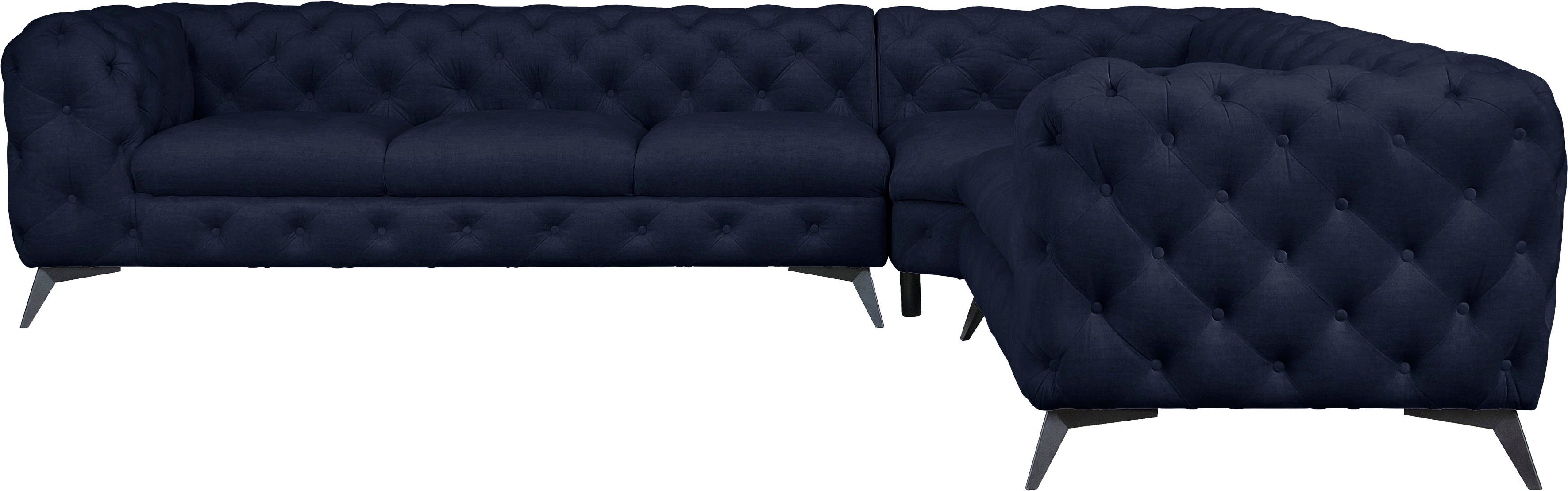 Leonique Chesterfield-bank Glynis L-vorm luxueuze capitonnage, moderne chesterfield look, kleur van de poten ter keuze