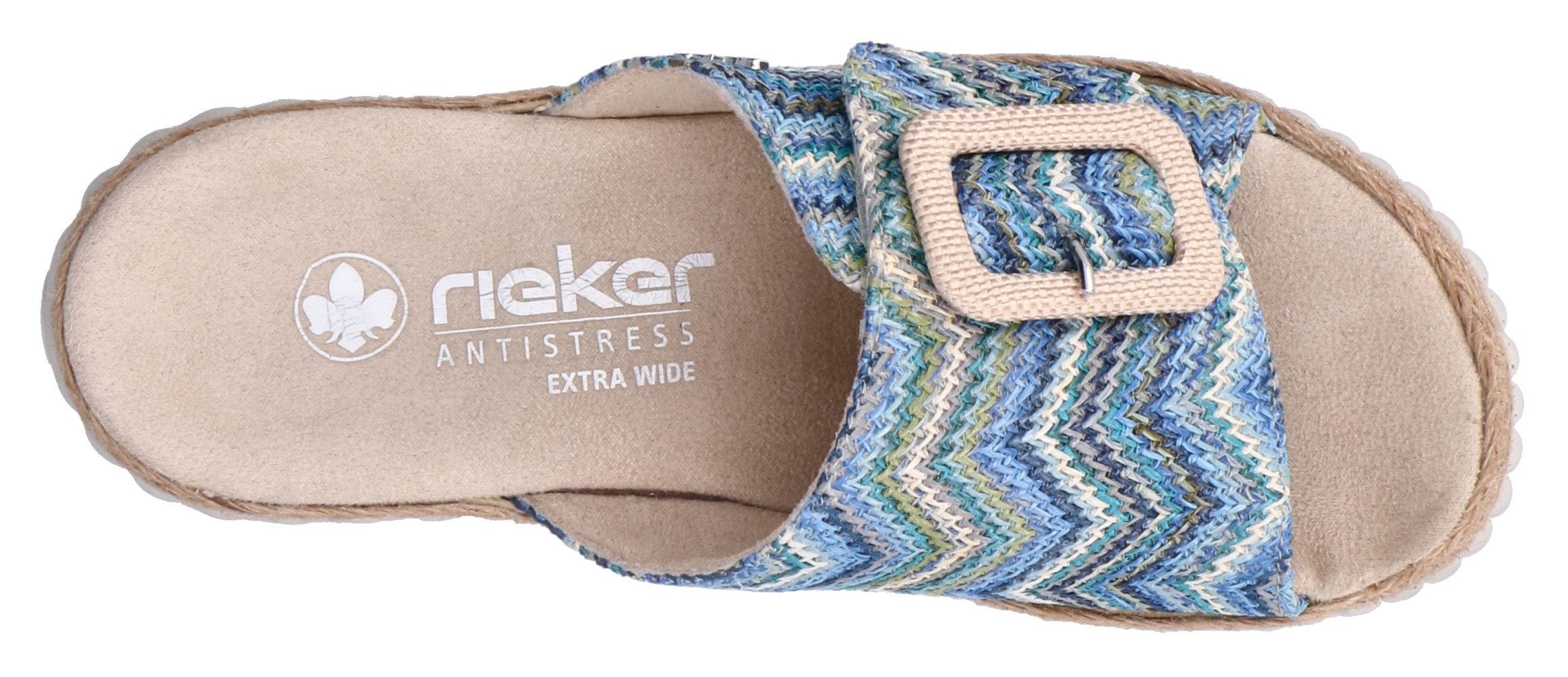Rieker Sleehakmuiltjes Zomerschoen, strandschoen, huisschoen met praktische klittenbandsluiting