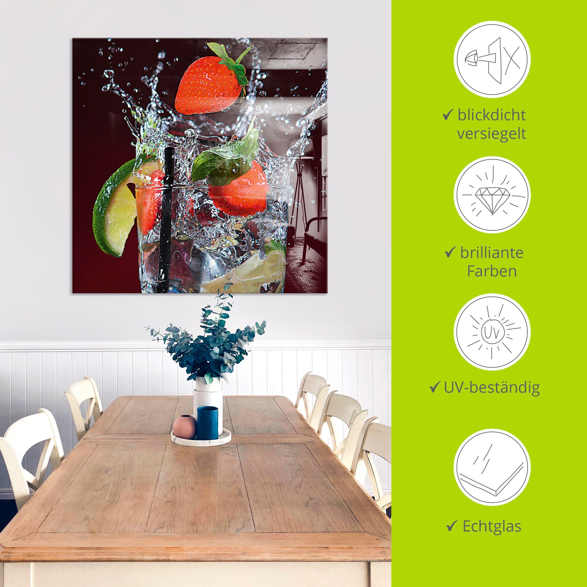 Artland Print op glas Verse fruitcocktail I in verschillende maten